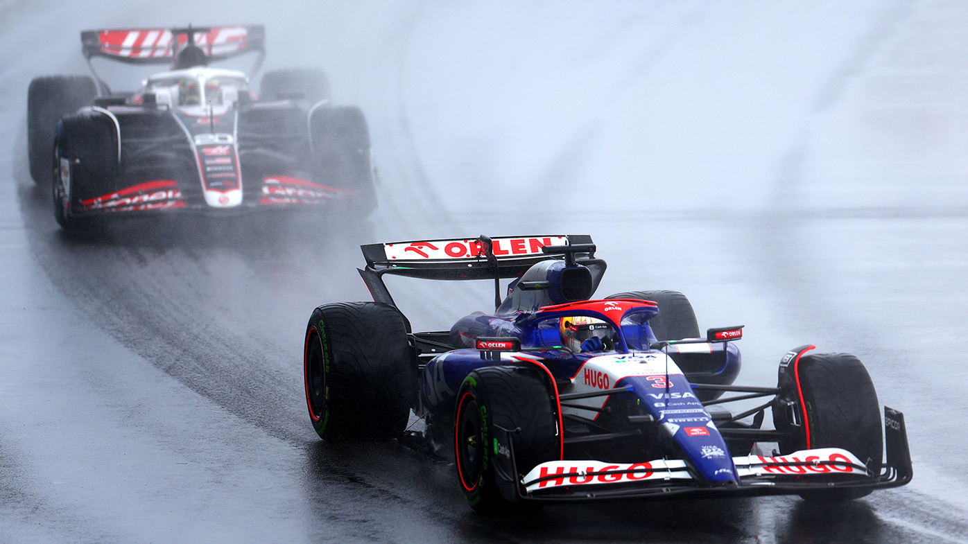 Daniel Ricciardo of Australia driving the (3) Visa Cash App RB VCARB 01 leads Kevin Magnussen of Denmark driving the (20) Haas F1 VF-24 Ferrari on track during the F1 Grand Prix of Canada at Circuit Gilles Villeneuve on June 09, 2024 in Montreal, Quebec. (Photo by Bryn Lennon - Formula 1/Formula 1 via Getty Images)