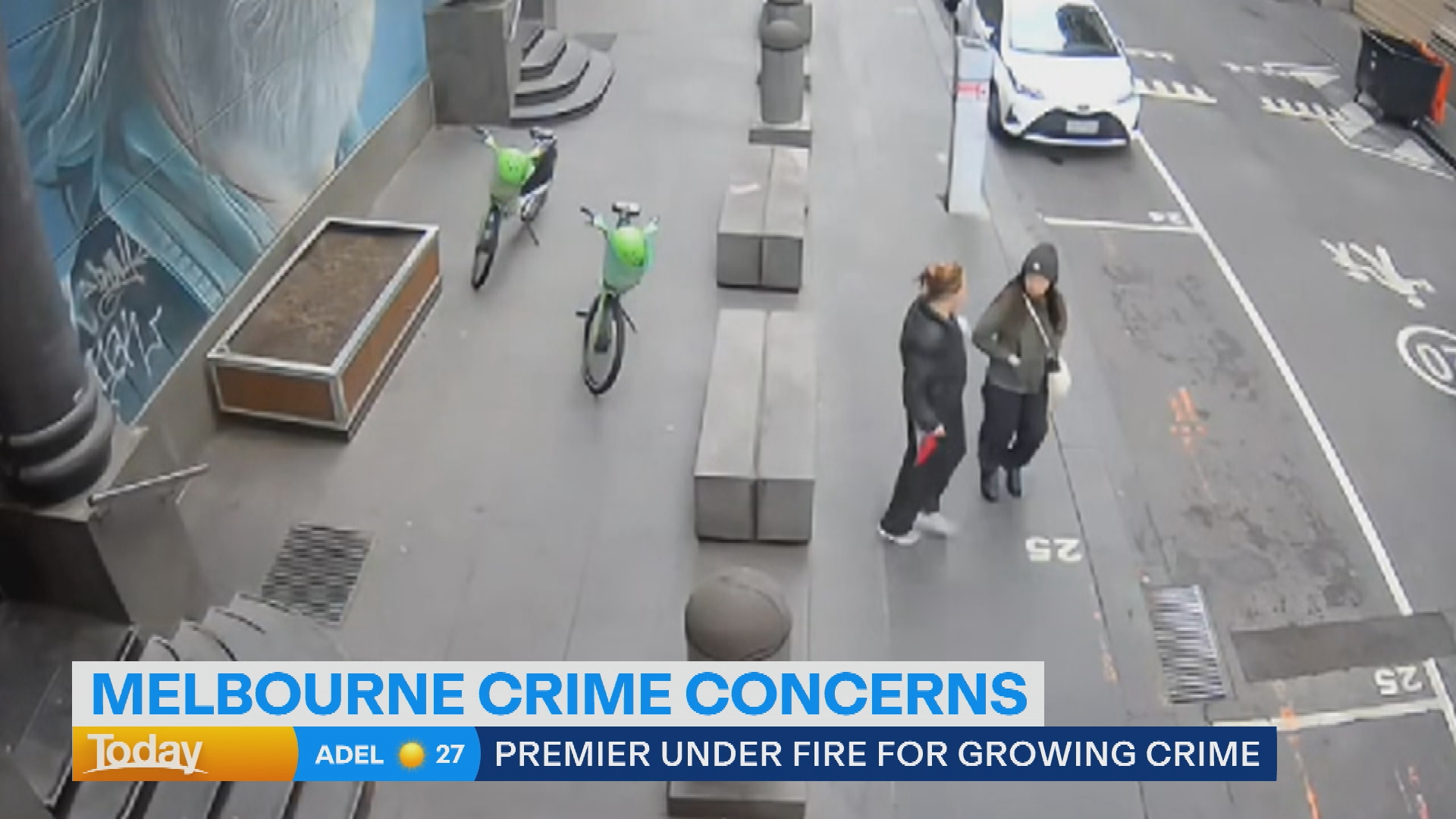 A capture from the CCTV footage of a random stabbing attack in Melbourne's CBD in October