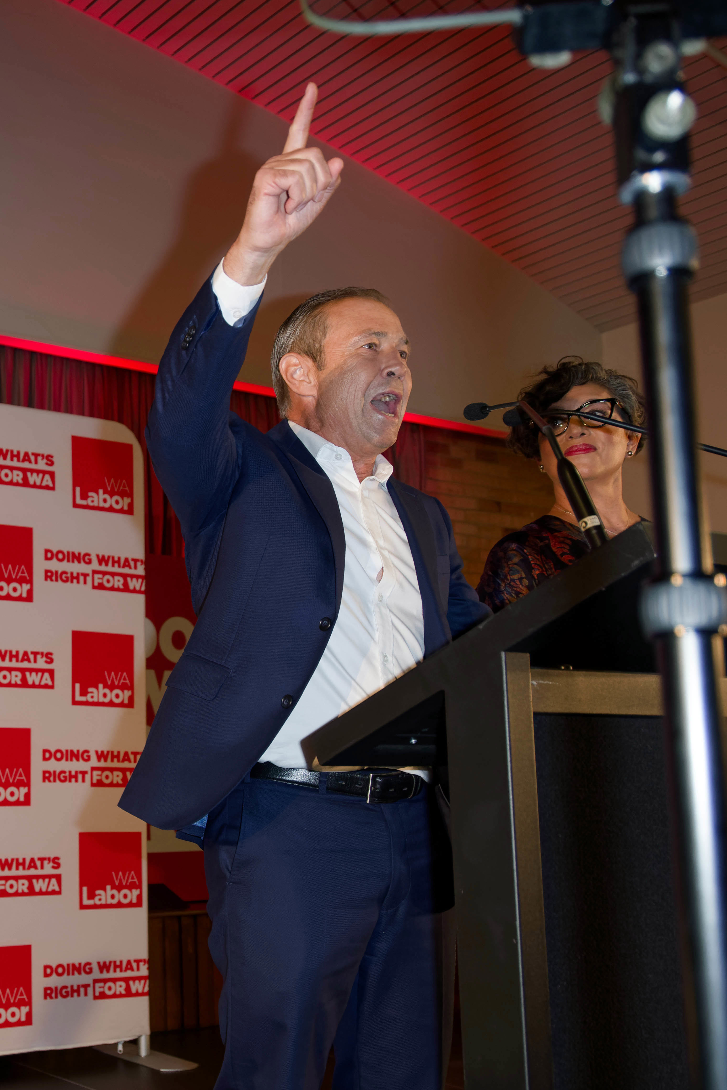 Premier Roger Cook addresses supporters