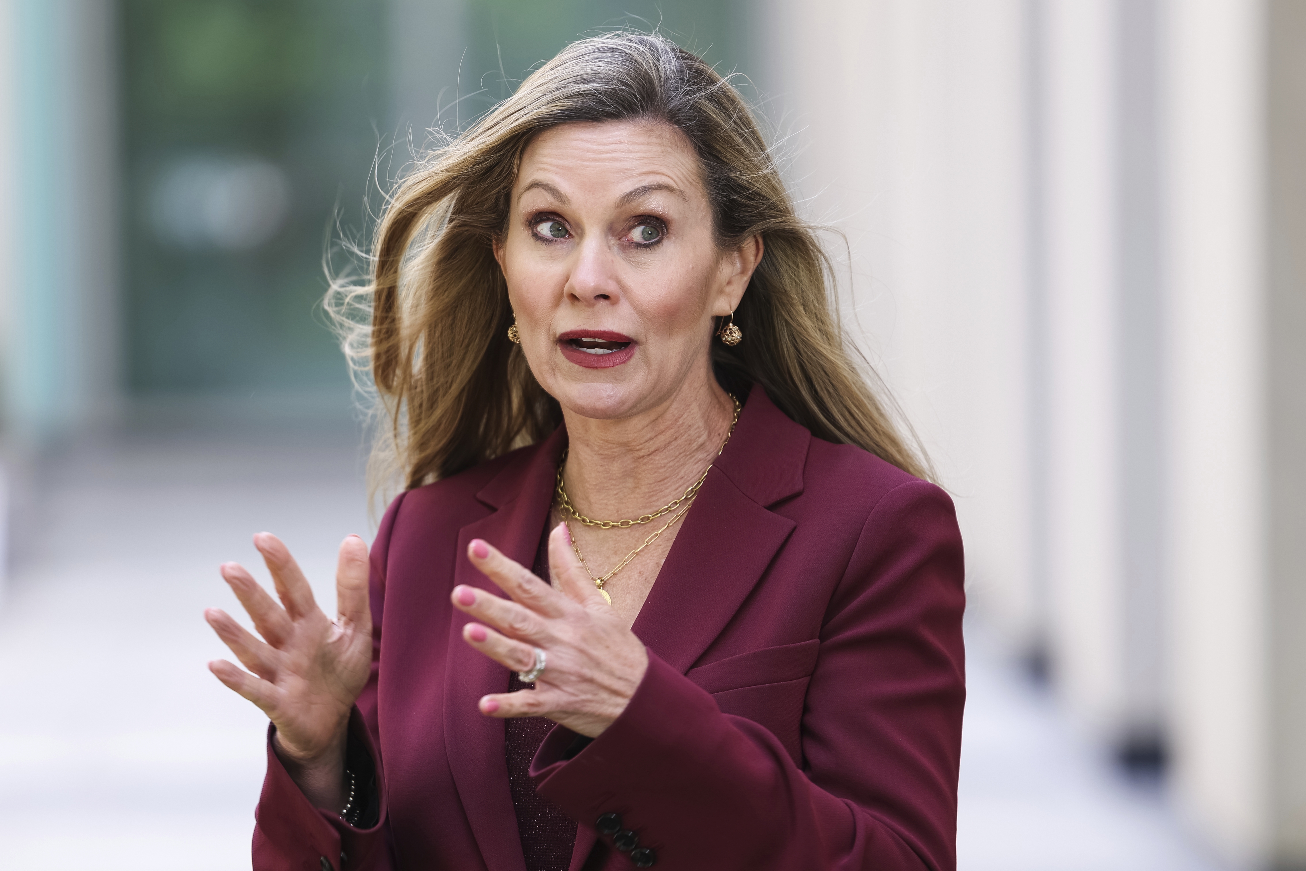 eSafety Commissioner Julie Inman Grant at a press conference at Parliament House in Canberra on Monday 1 December 2025.