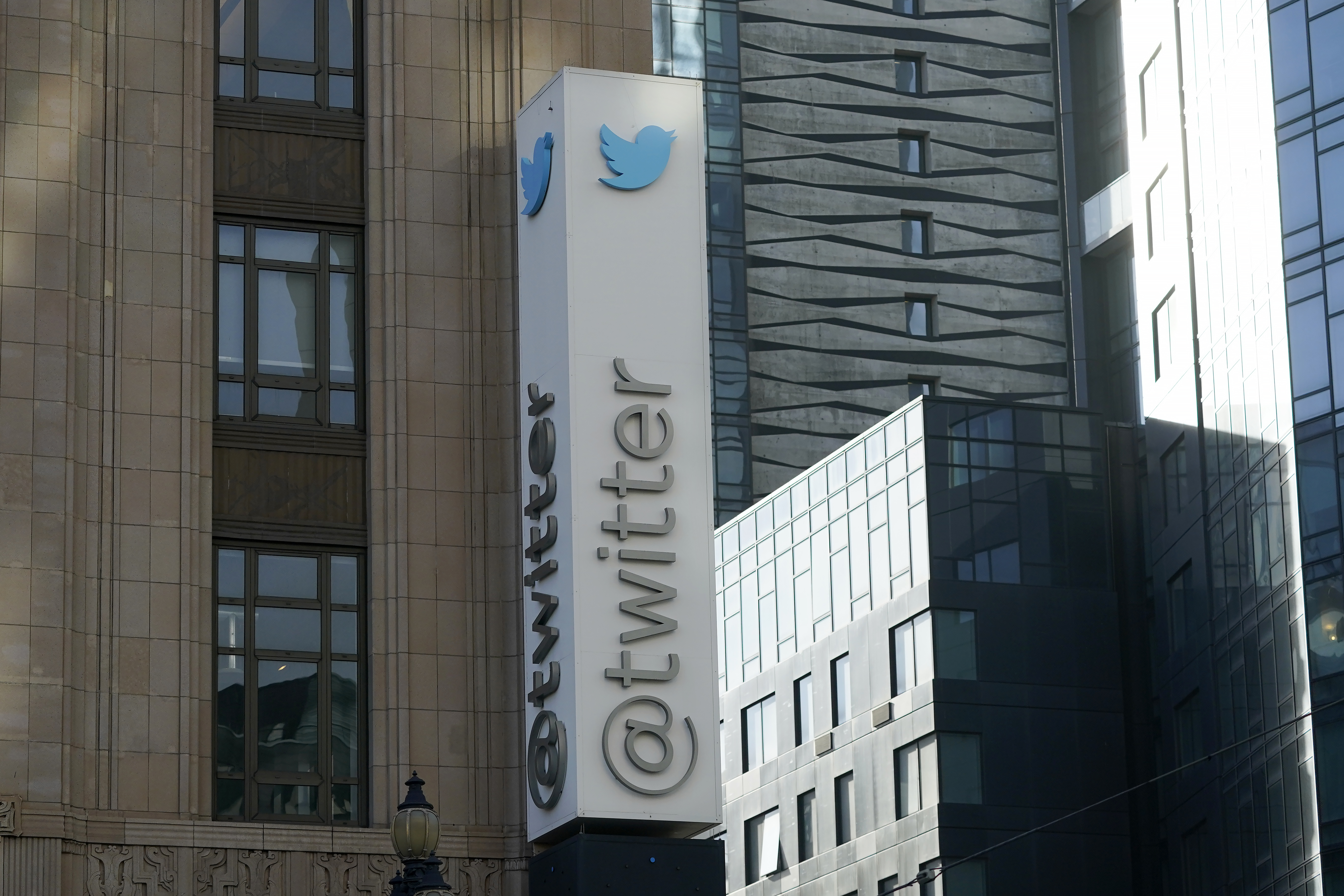 A Twitter headquarters sign is shown in San Francisco, Friday, Nov. 4, 2022. 