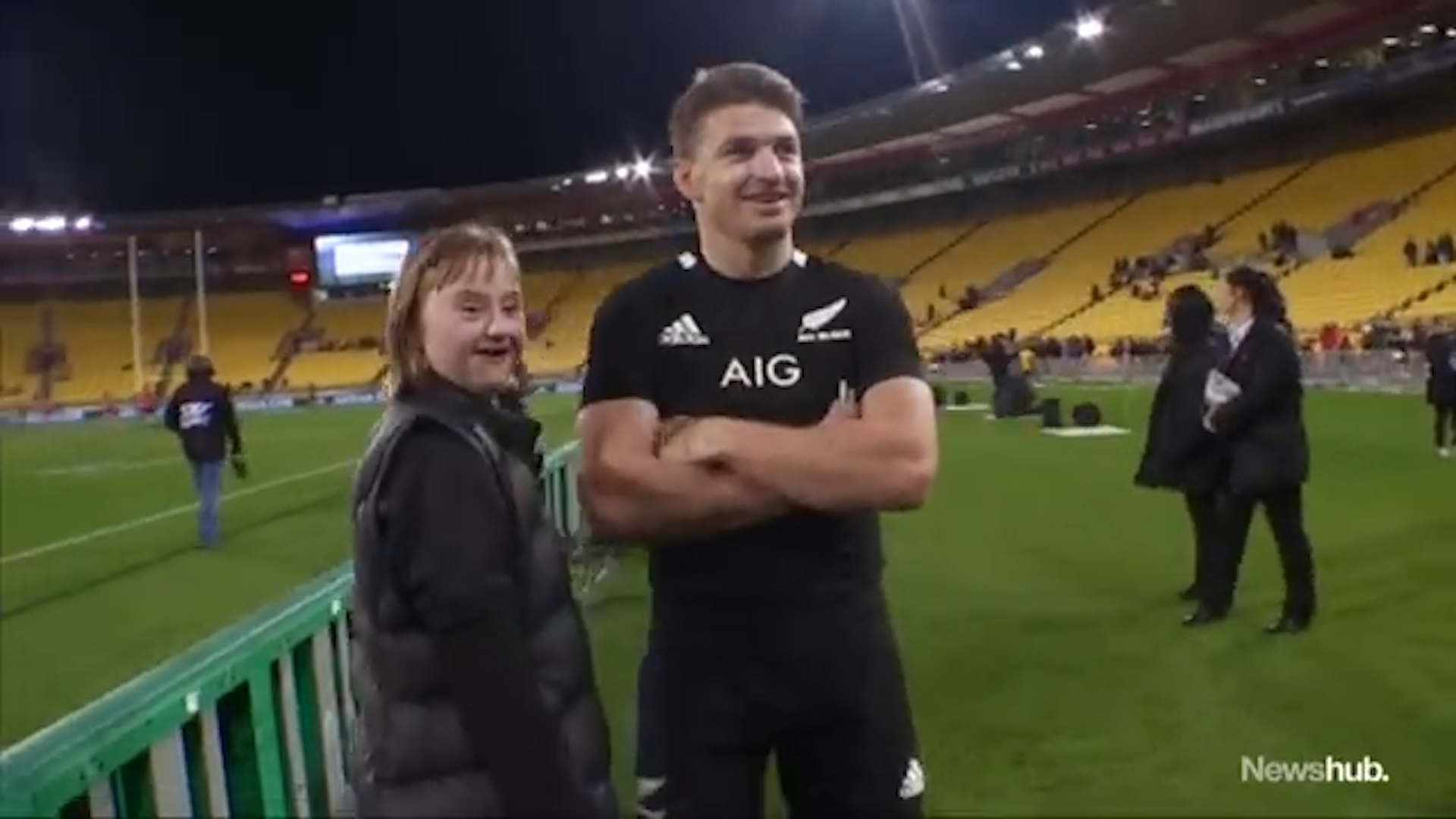 Beauden Barrett with younger sister Zara.