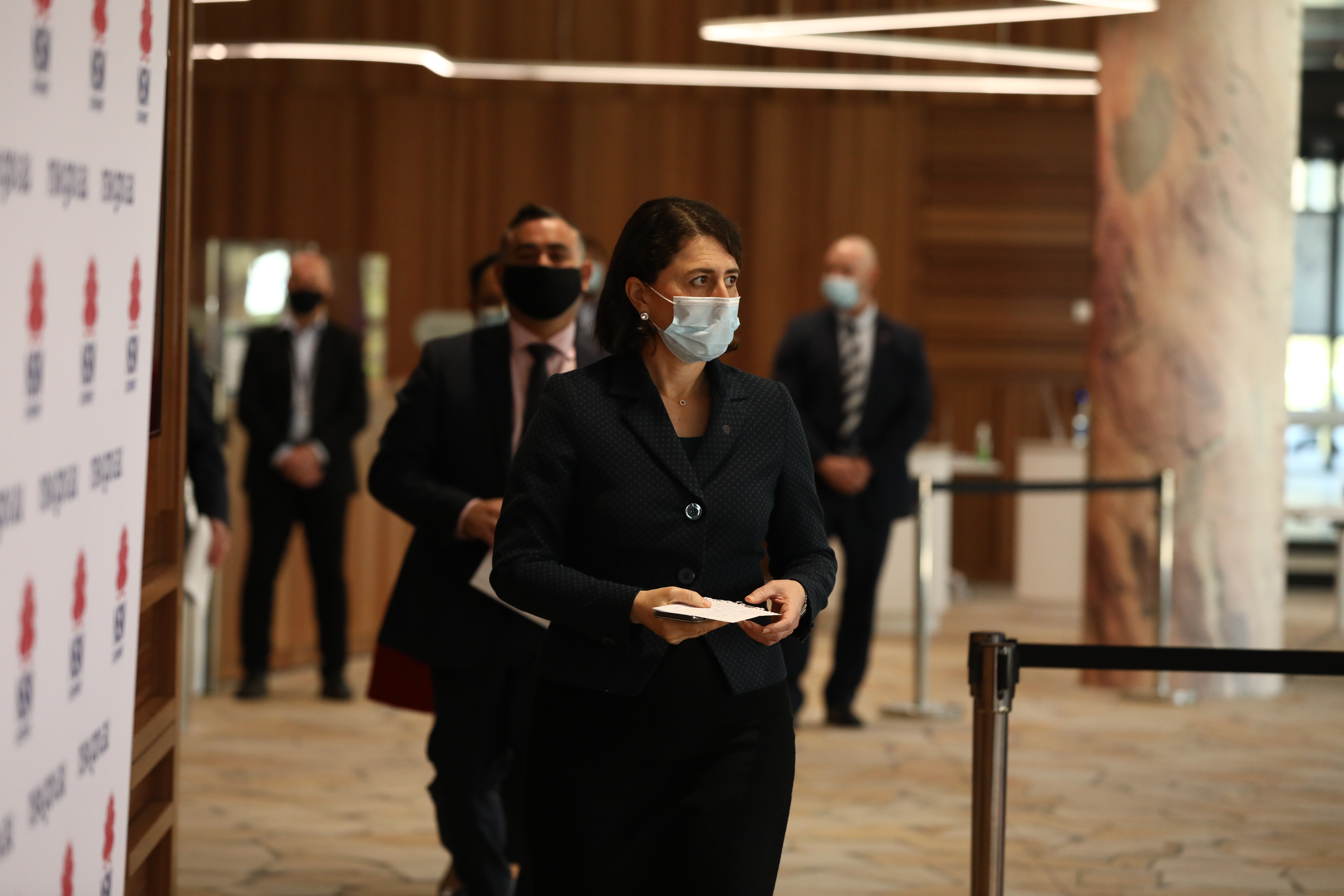 Premier Gladys Berejiklian, Deputy Premier John Barilaro and Deputy Chief Health Officer Dr Marianne Gale during an update on the COVID-19 outbreak in NSW. Photographed at the NSW Health building in St Leonards, Sydney on September 3, 2021. Photo: Dominic Lorrimer