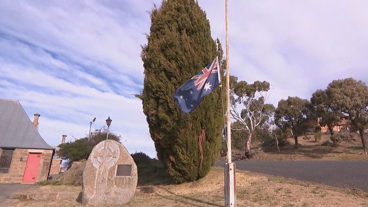 At St Patrick's Church the flag is at half mast.