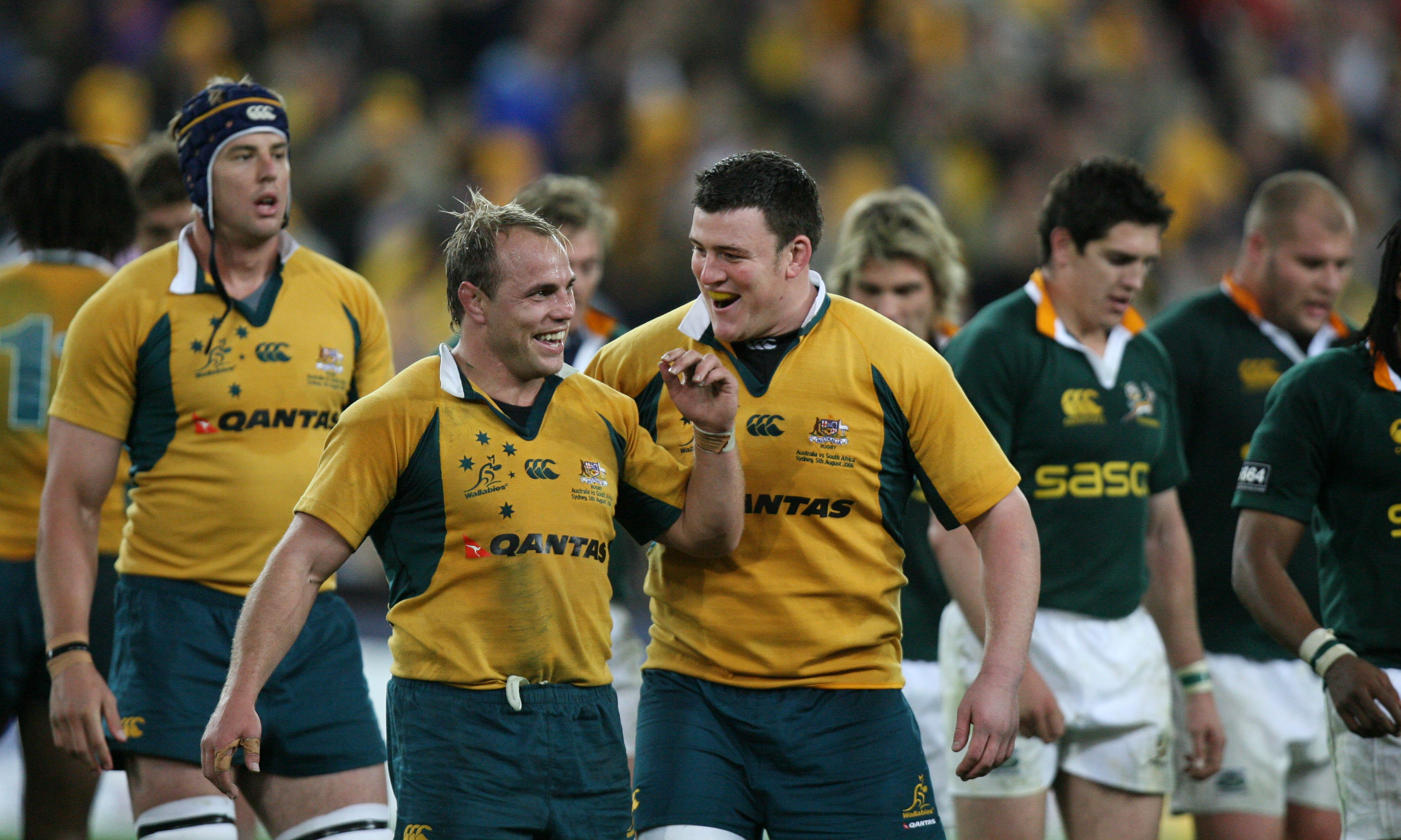 Phil Waugh (middle) has been tipped to replace Andy Marinos as Rugby Australia CEO.