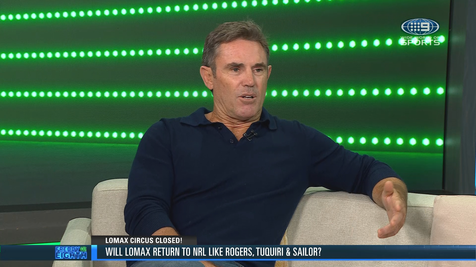 Brad Fittler gives Zac Lomax a spray.