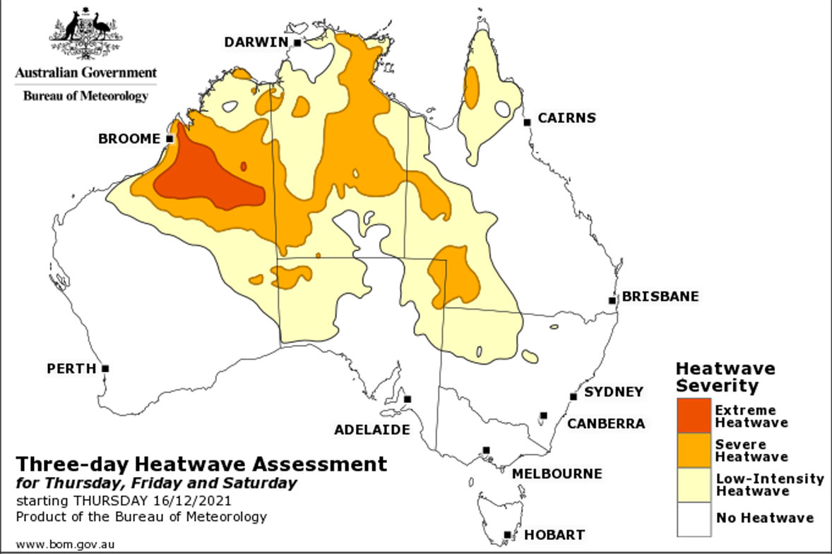 Bureau of Meteorology heatwave map