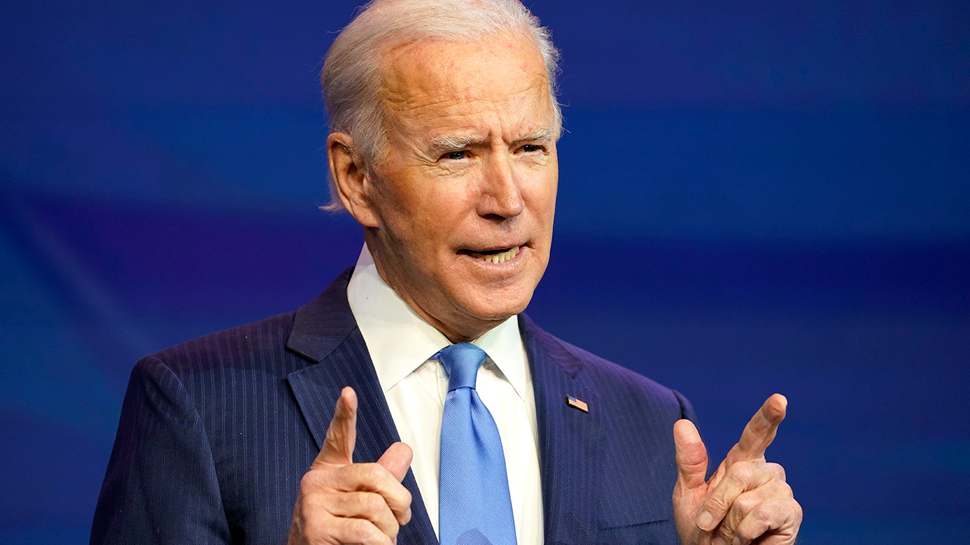 President-elect Joe Biden speaks during an event at The Queen theater in Wilmington, Delaware.