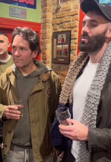 Actor Paul Rudd surprises pubgoers and has a drink with rockers Hermitage Green in Ireland