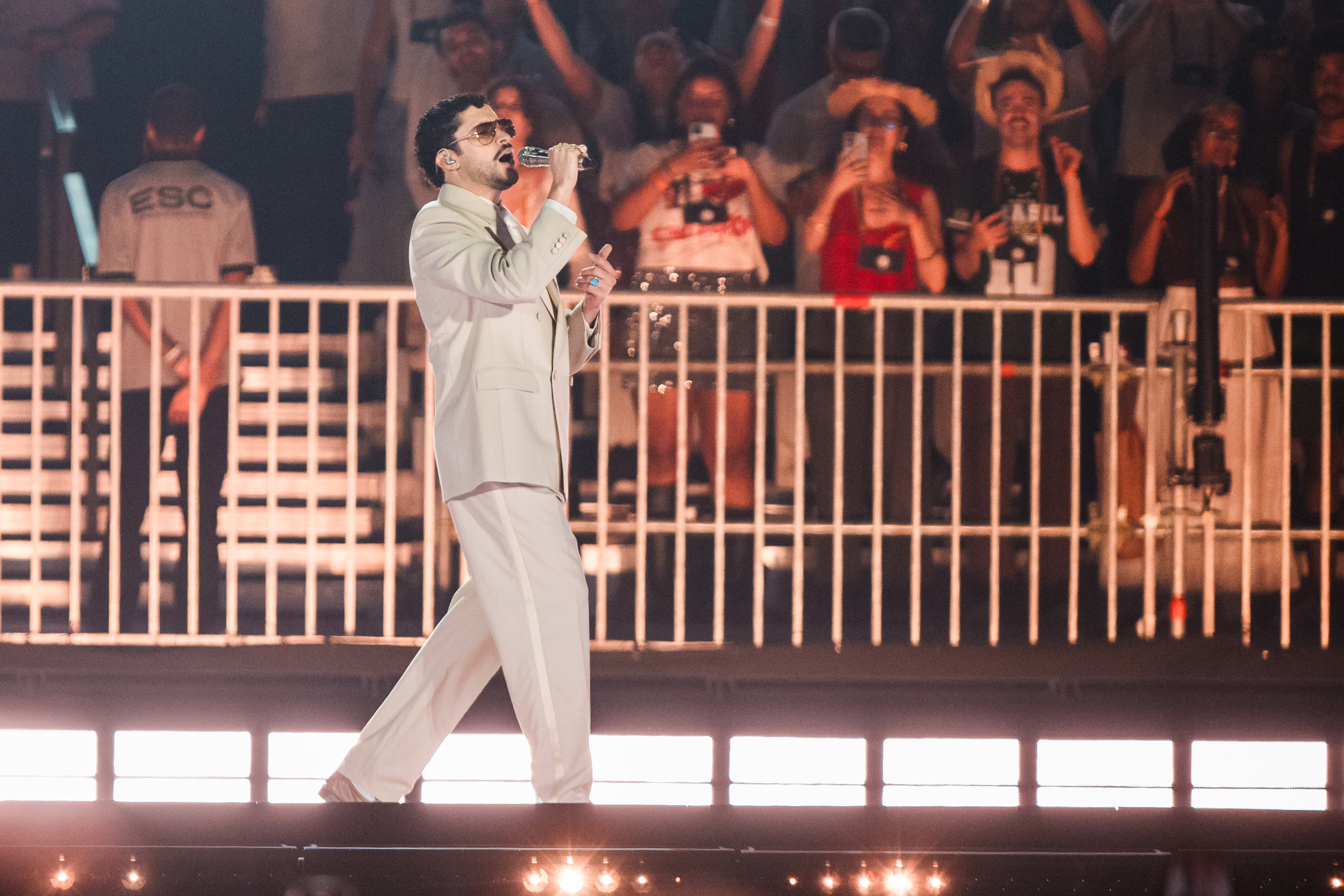 SAO PAULO, BRAZIL - FEBRUARY 20: Bad Bunny performs live on stage as part of his Debi Tirar Mas Fotos World Tour at Allianz Parque on February 20, 2026 in Sao Paulo, Brazil. (Photo by Mauricio Santana/Getty Images)
