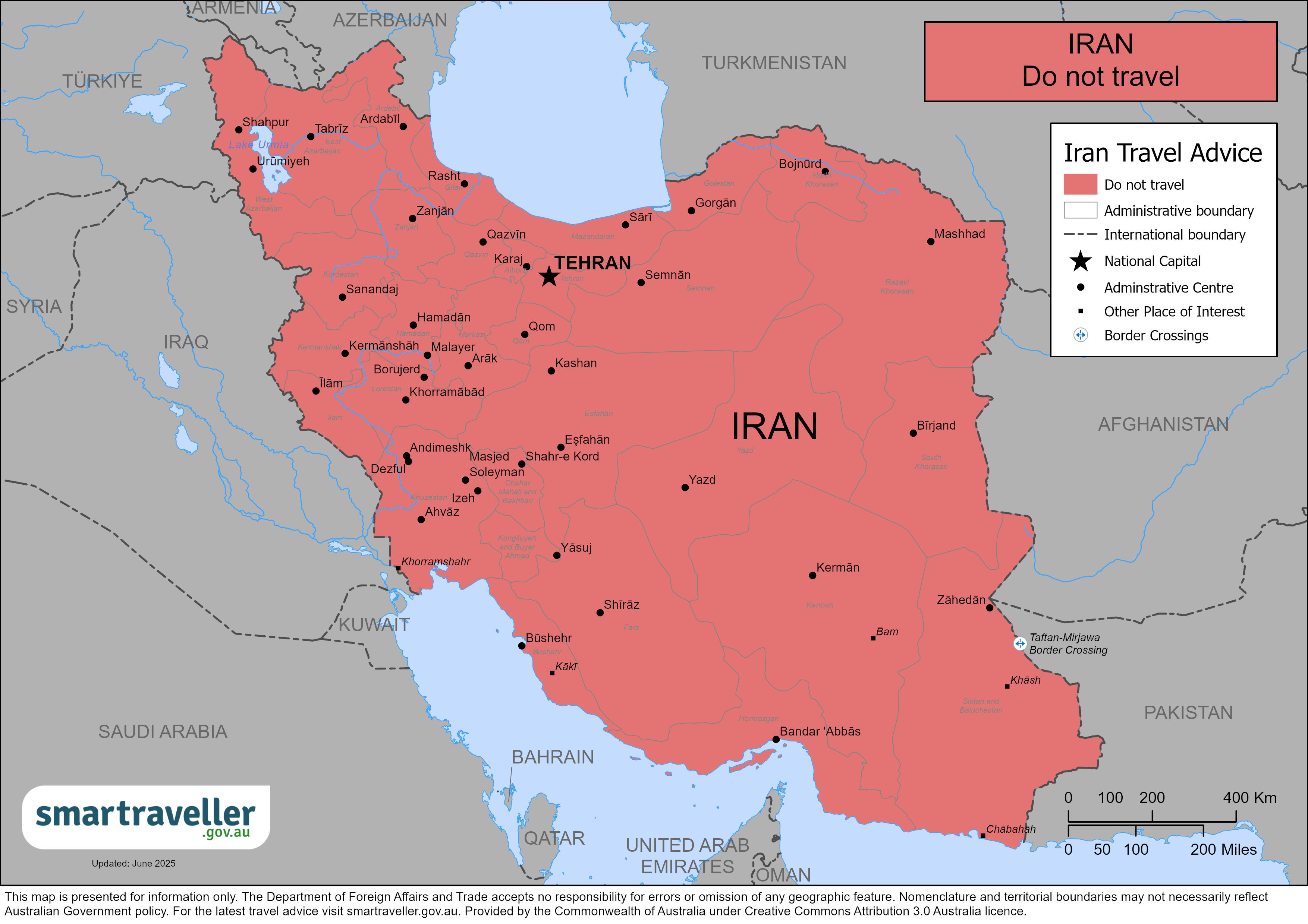 Australian Government travel advice for Iran