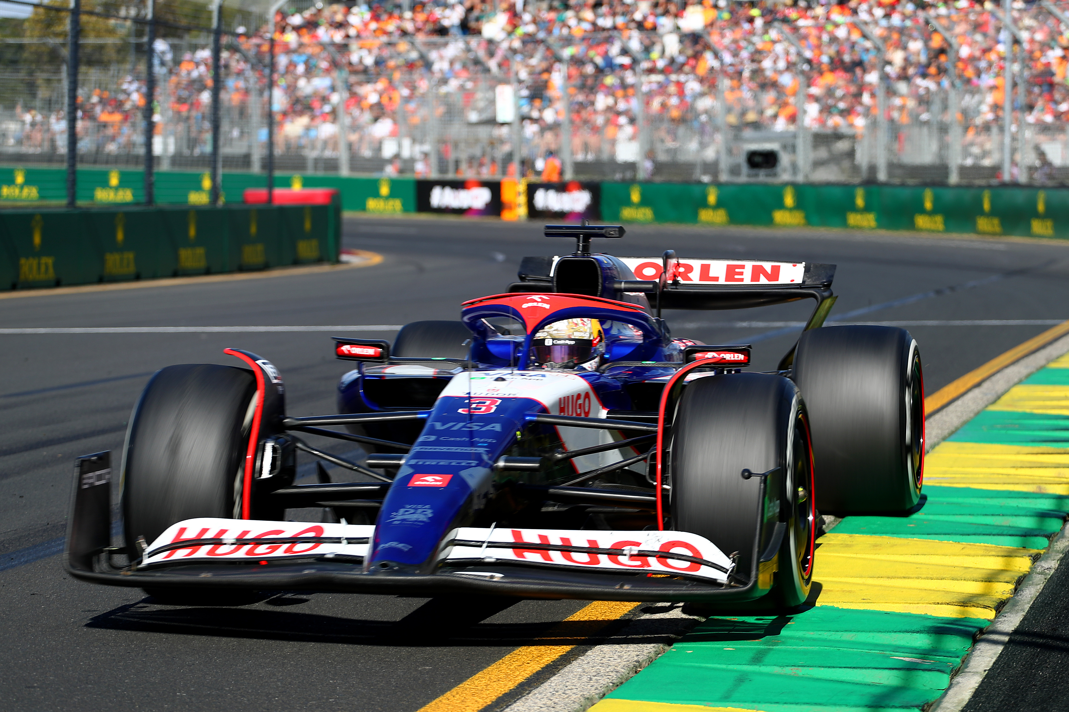 Daniel Ricciardo in the VCARB 01 at the Albert Park Grand Prix Circuit.