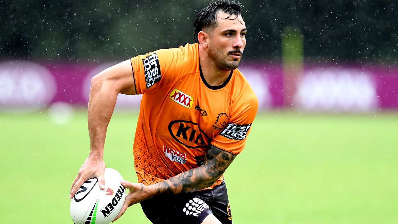 Jack Bird in action during a Brisbane Broncos NRL training session 