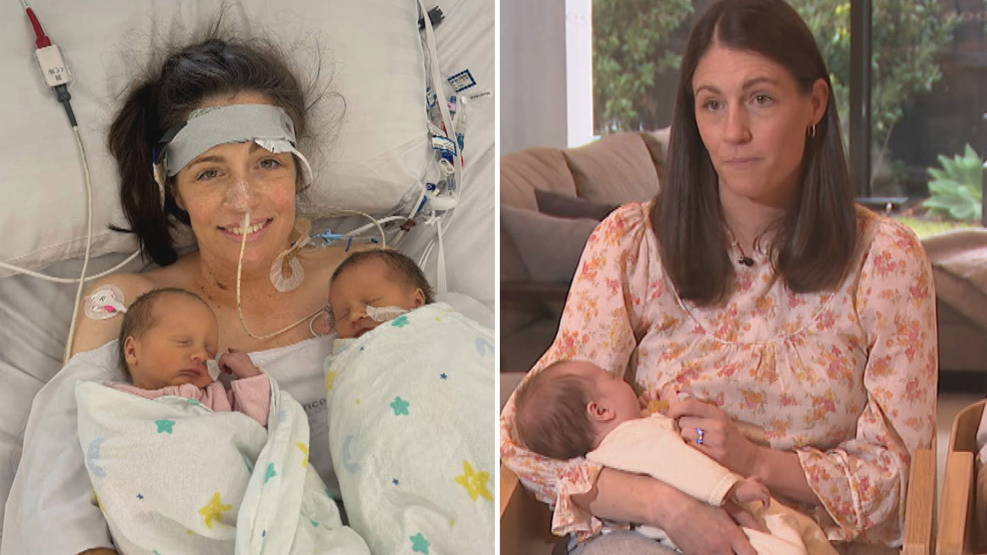 Mum survives ‘broken heart syndrome’ after giving birth to twins