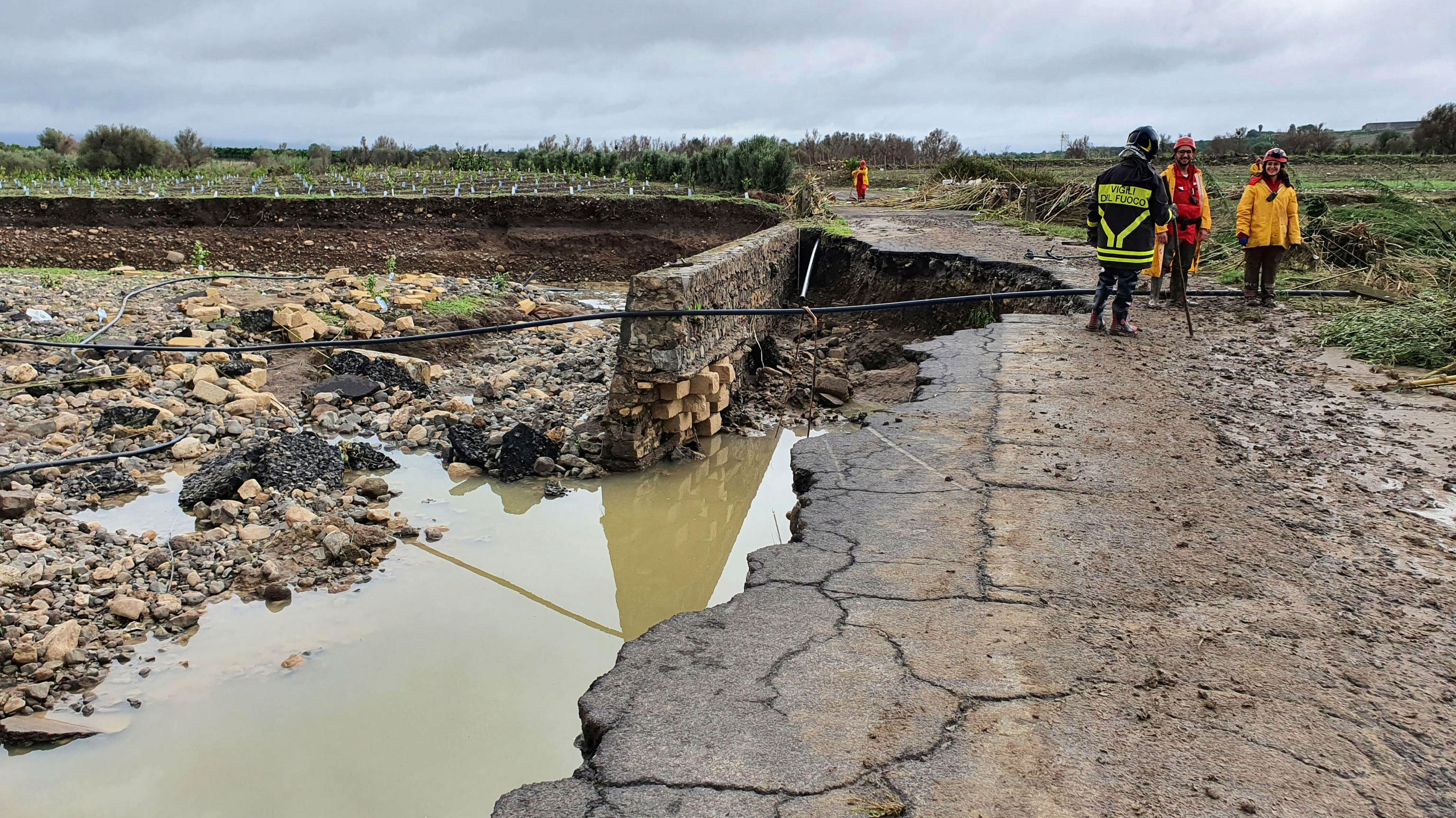 Damage caused by bad weather in Scordia, Sicily Island, southern Italy.
