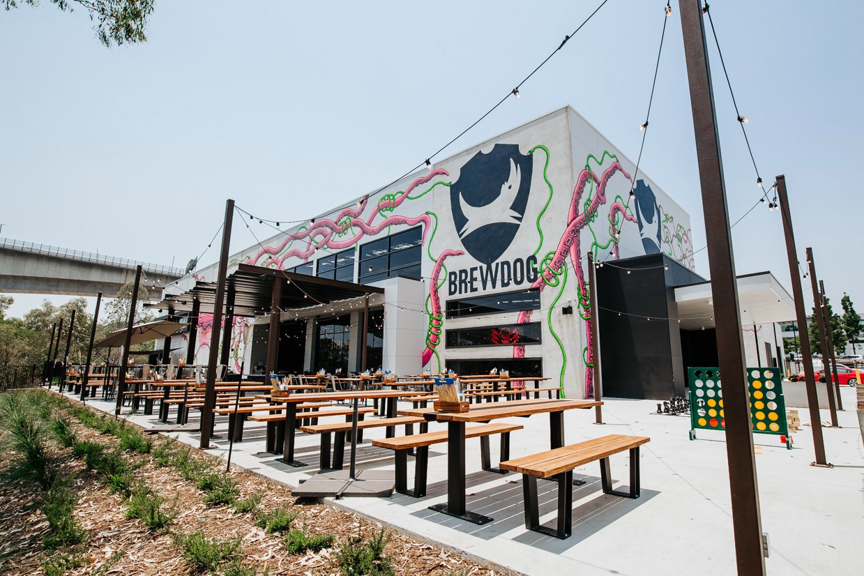 An exterior shot of BrewDog DogTap in Murarrie, Brisbane is one of five BrewDog locations in Australia.