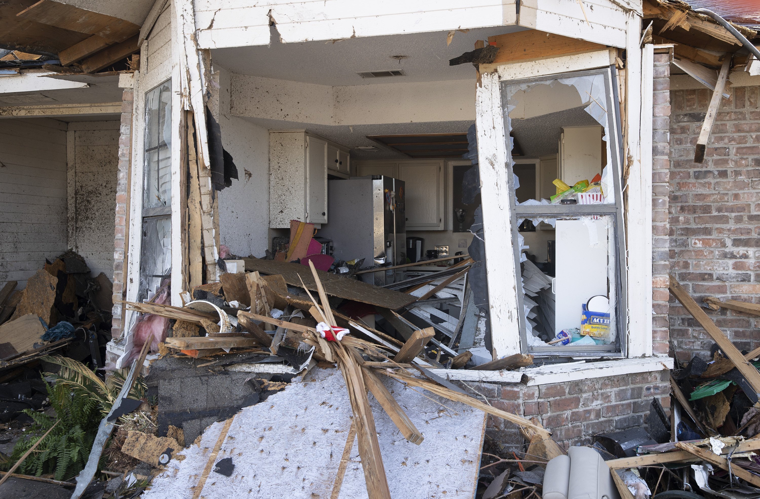 A house on Oxford Boulevard in Round Rock suffered tornado damage. 