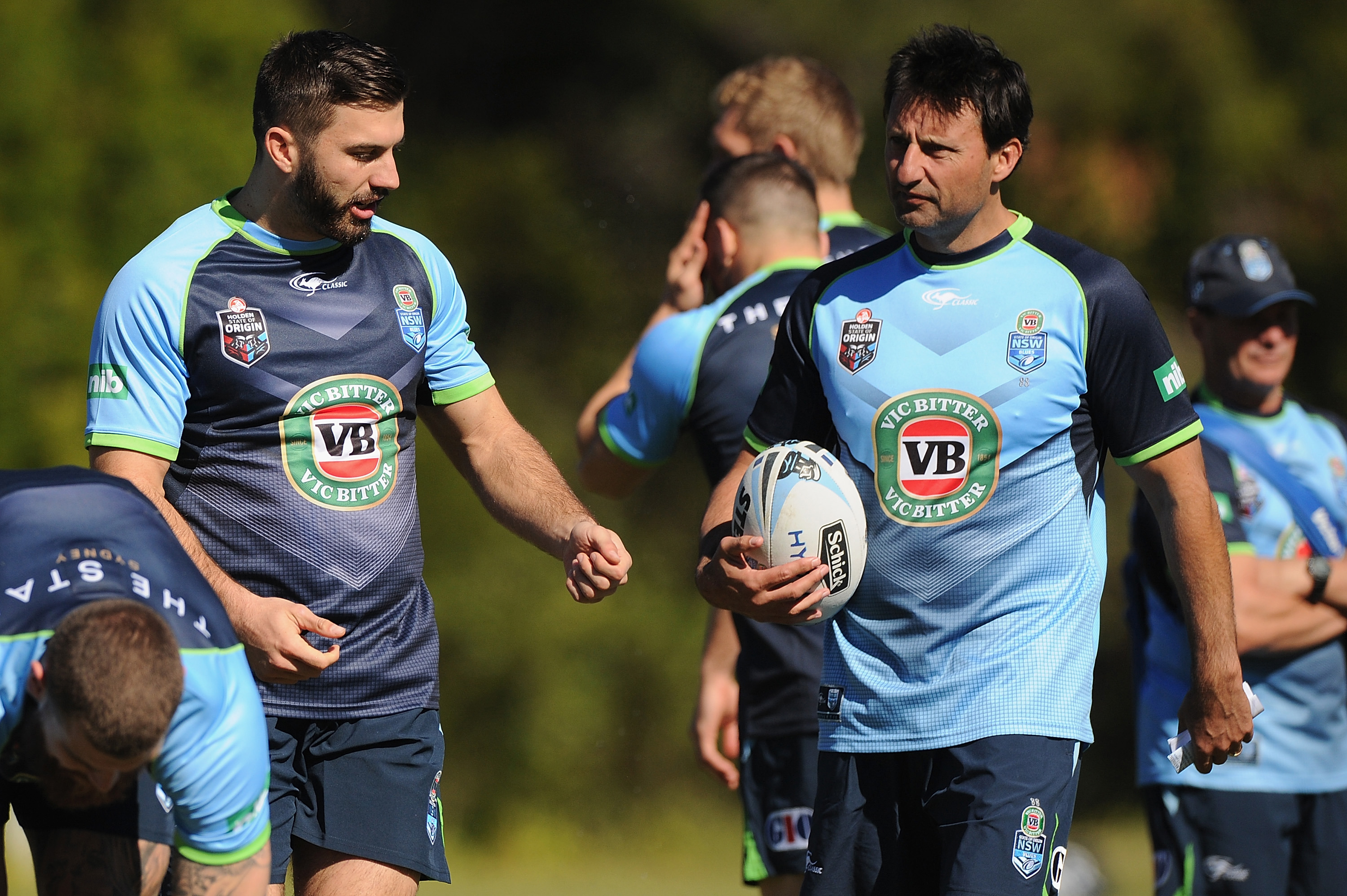 James Tedesco and Laurie Daley during 2016 Blues camp.