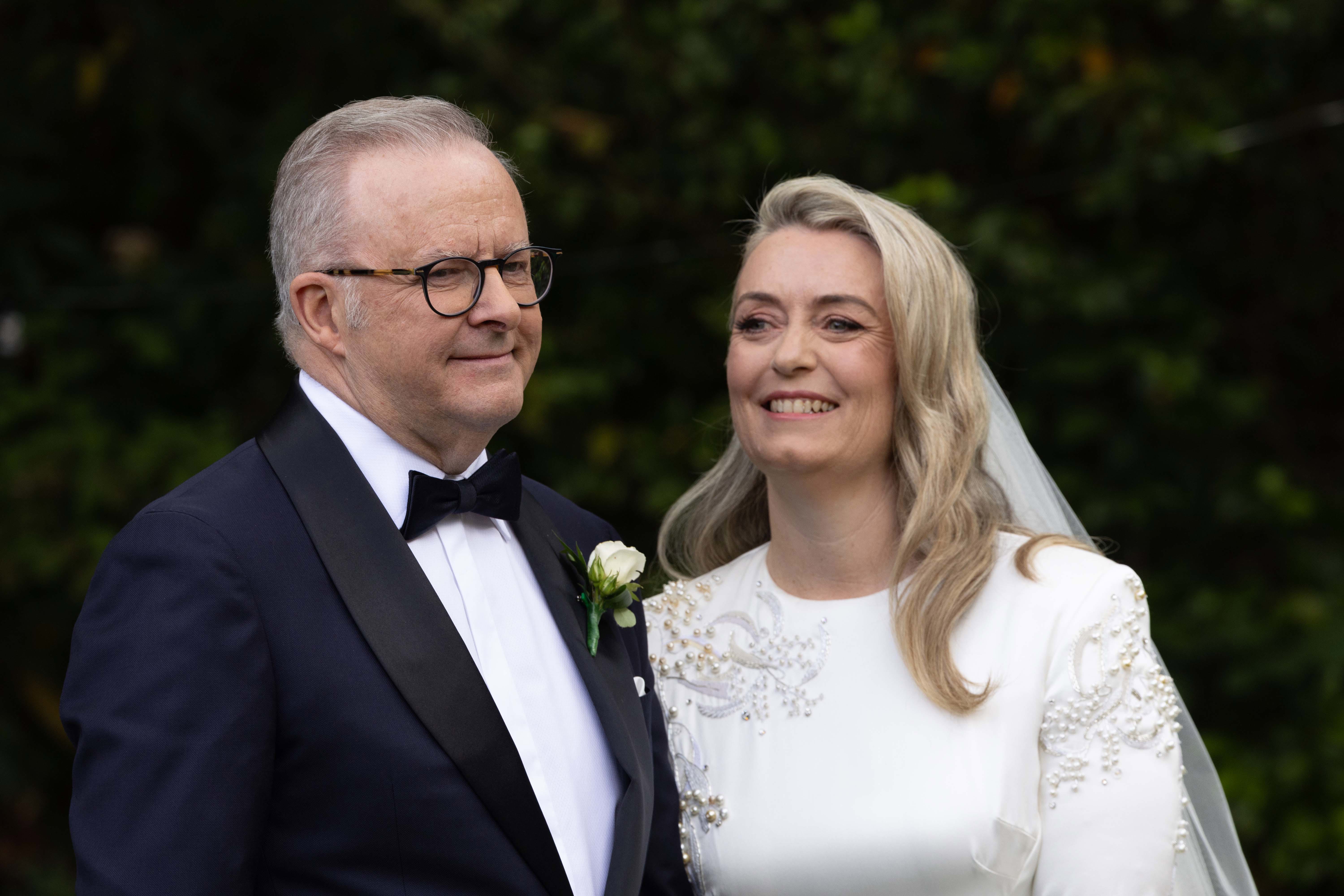 The Prime Minister Anthony Albanese and Jodie Haydon after getting married today in Canberra.
