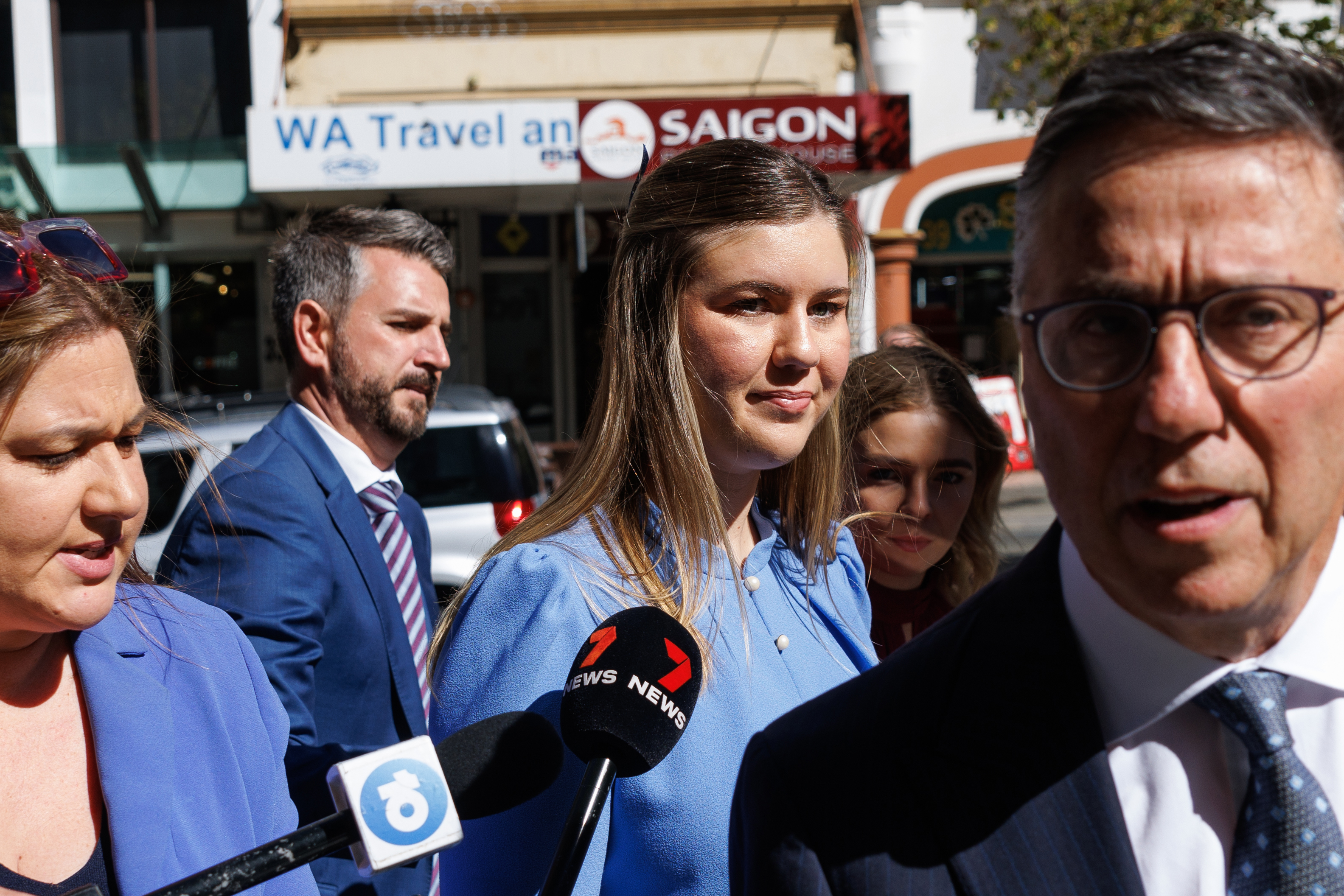 Brittany Higgins arrives at the David Malcolm Justice Centre in Perth, Tuesday, March 5, 2024. 