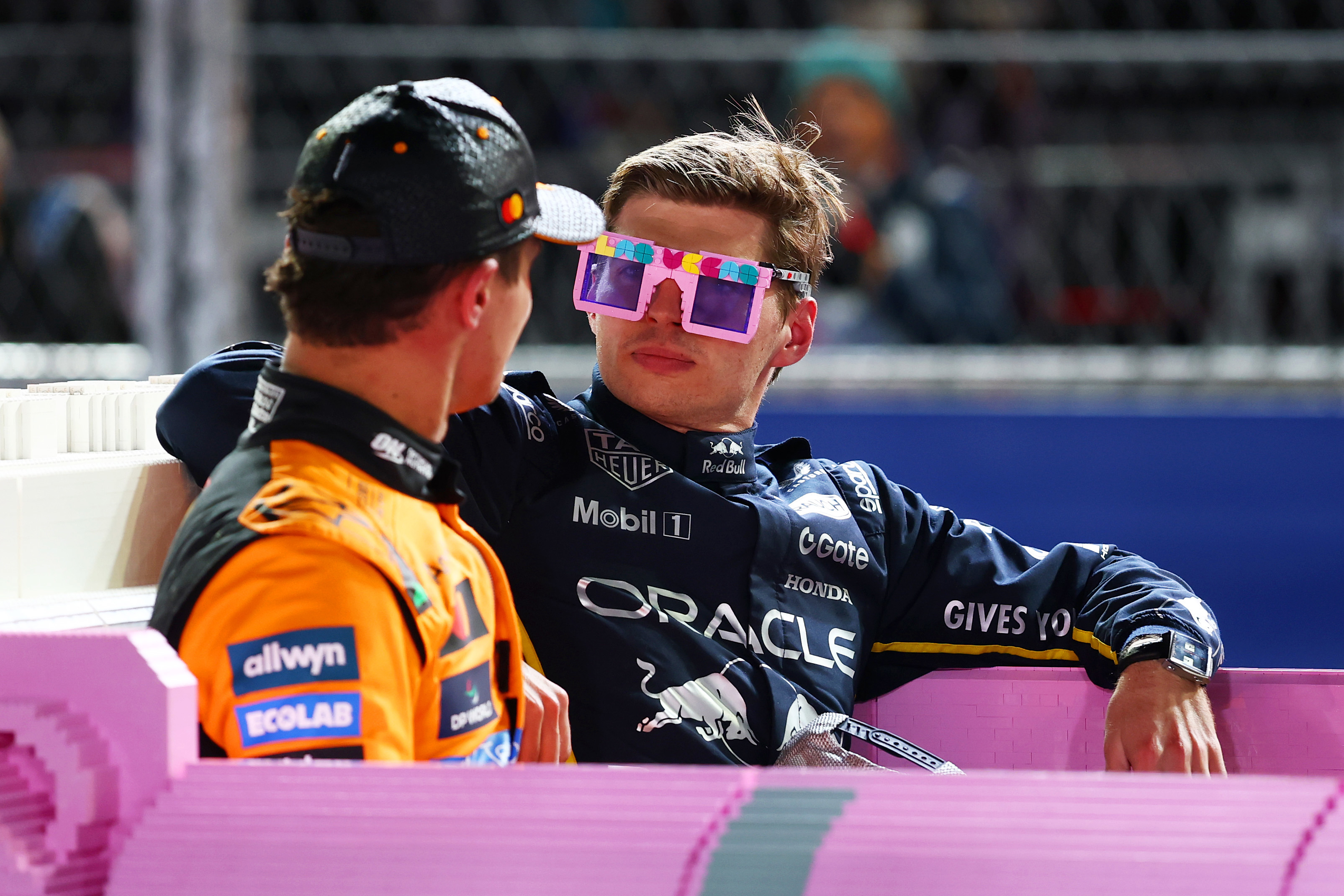 Max Verstappen with the Lego glasses. 