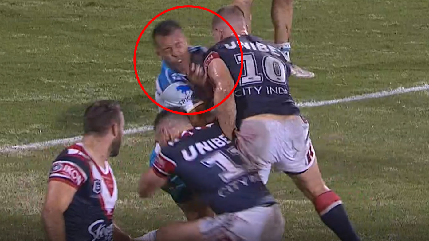 Sydney Roosters, Gold Coast Titans, Lindsay Collins sin bin for shoulder charge on Corey Thompson