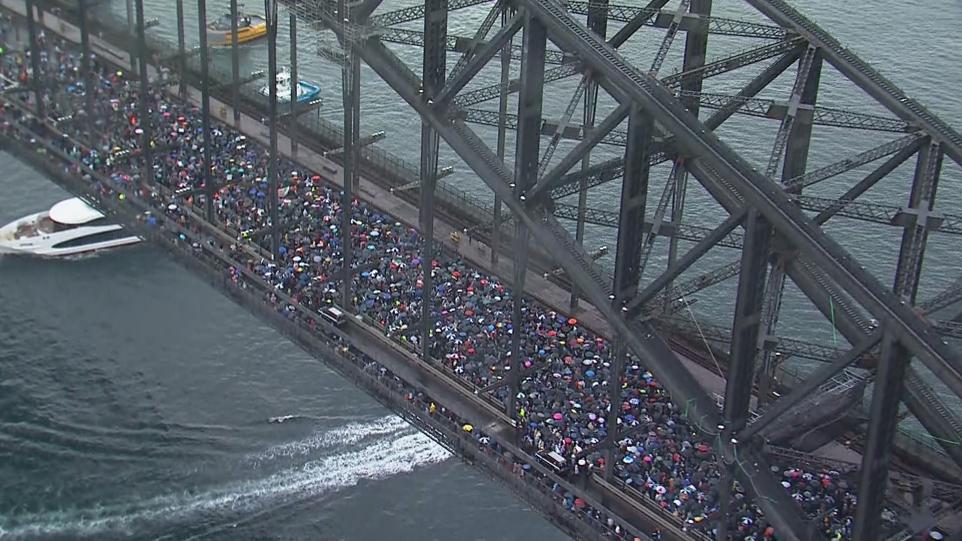 Pro-Palestine protests on Sydney Harbour Bridge