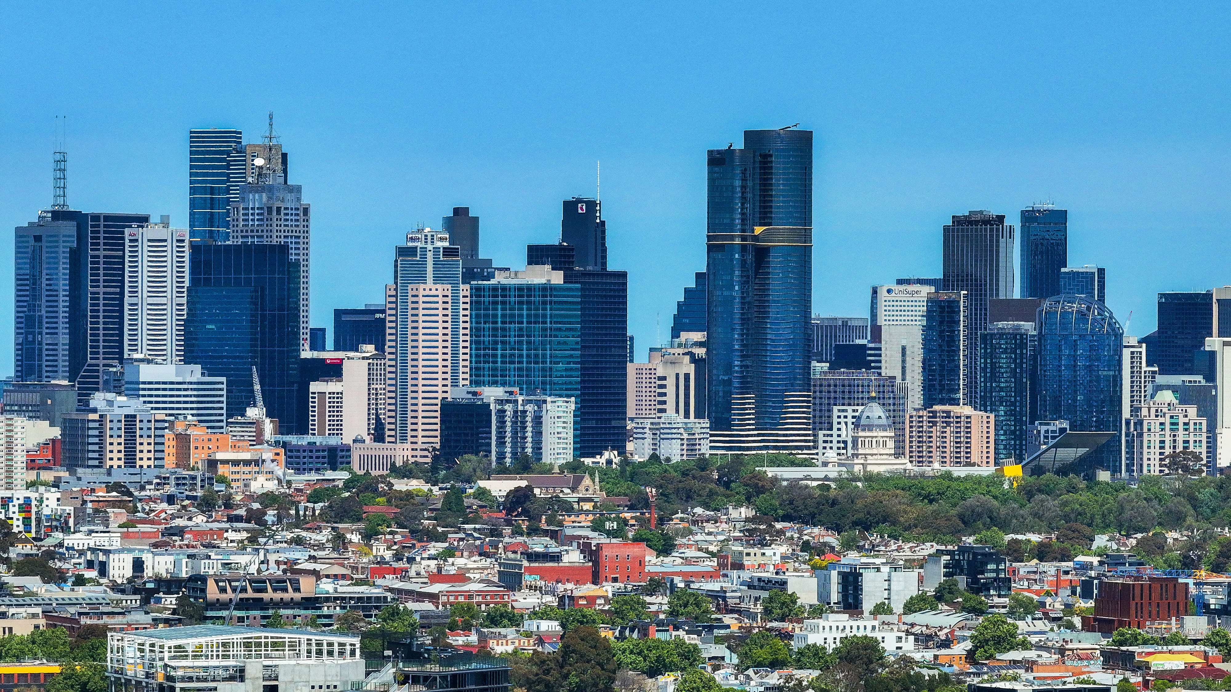 Melbourne skyline from Merri Creek reserve.