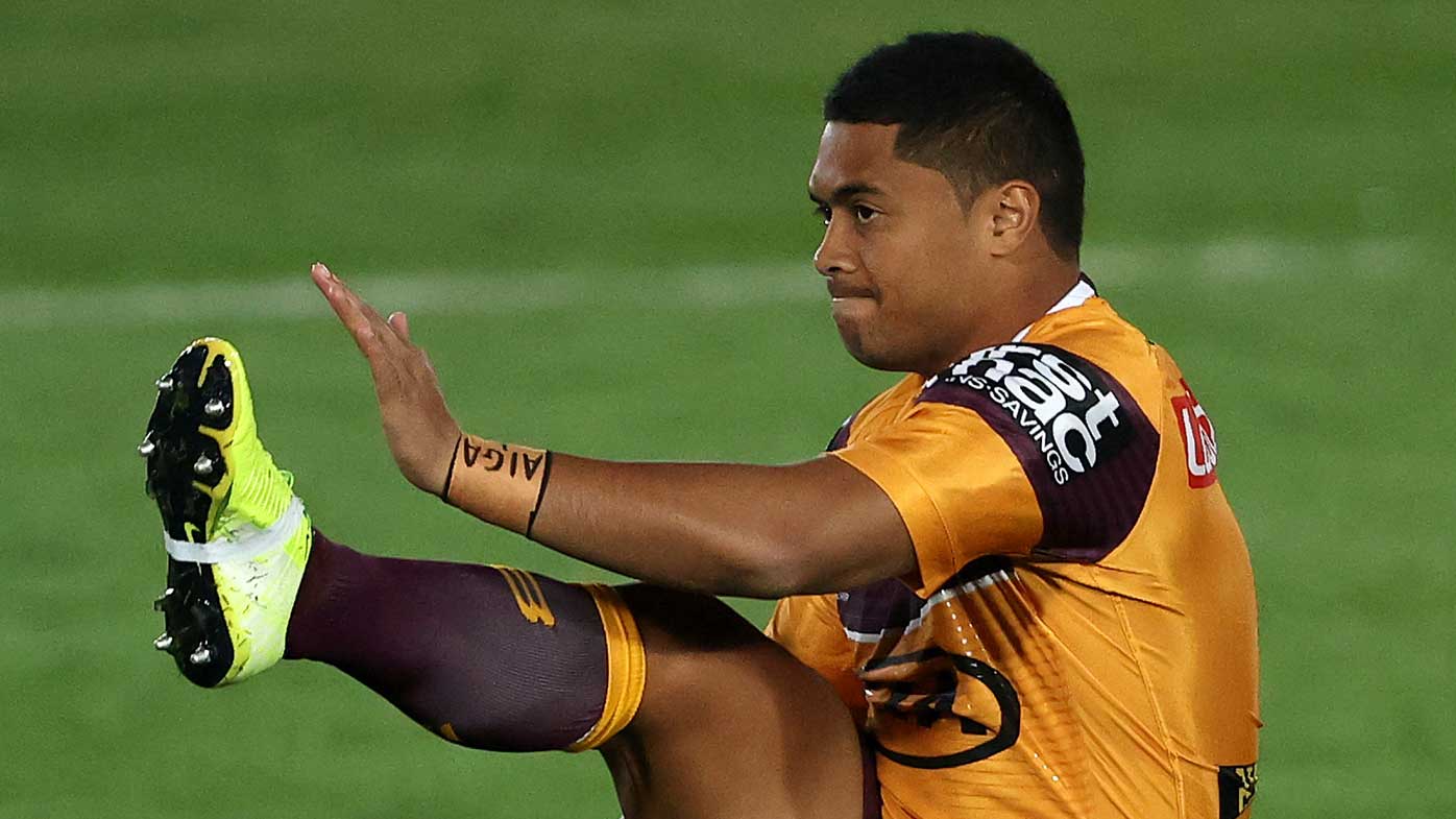 Anthony Milford of the Broncos warms up before the round six NRL match between the Newcastle Knights and the Brisbane Broncos.