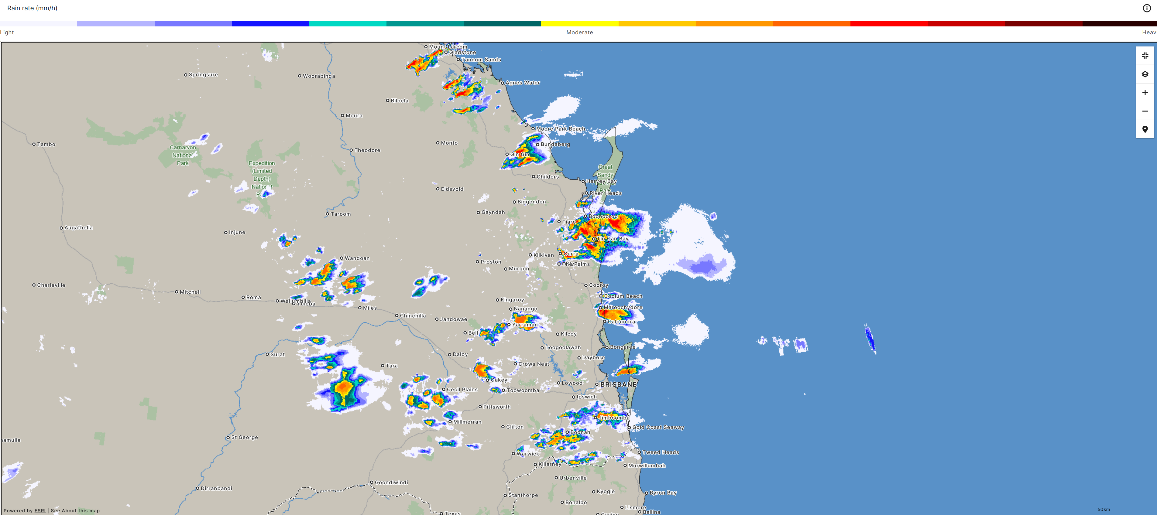 The BoM's rain rate radar.