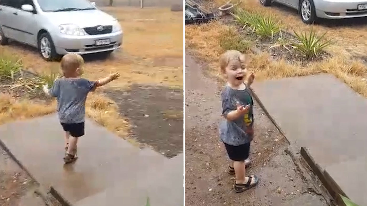 This little boy saw rain for the first time this morning in Scone, NSW.