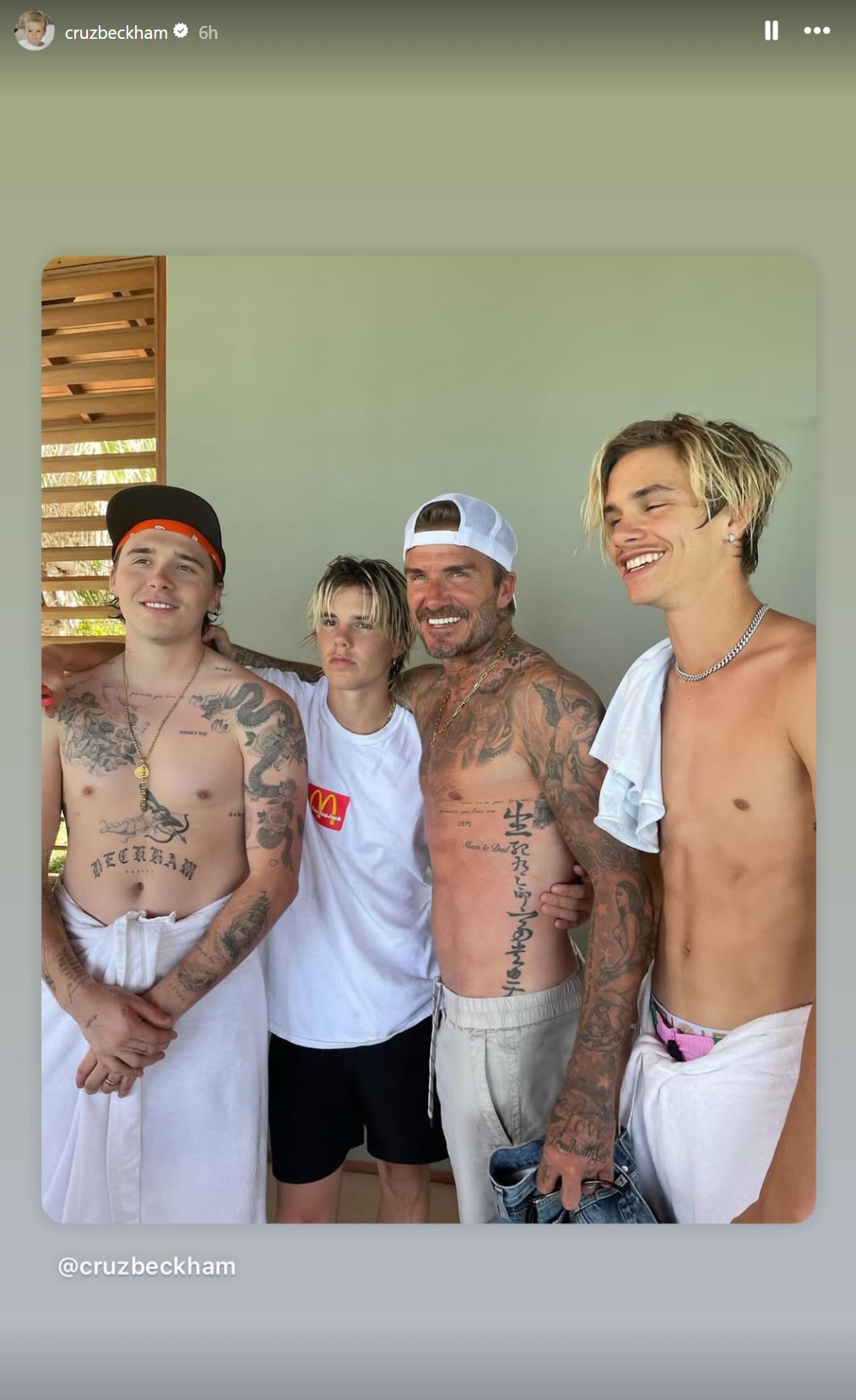 Cruz Beckham Instagram Story  Romeo Beckham, David Beckham, Brooklyn Beckham