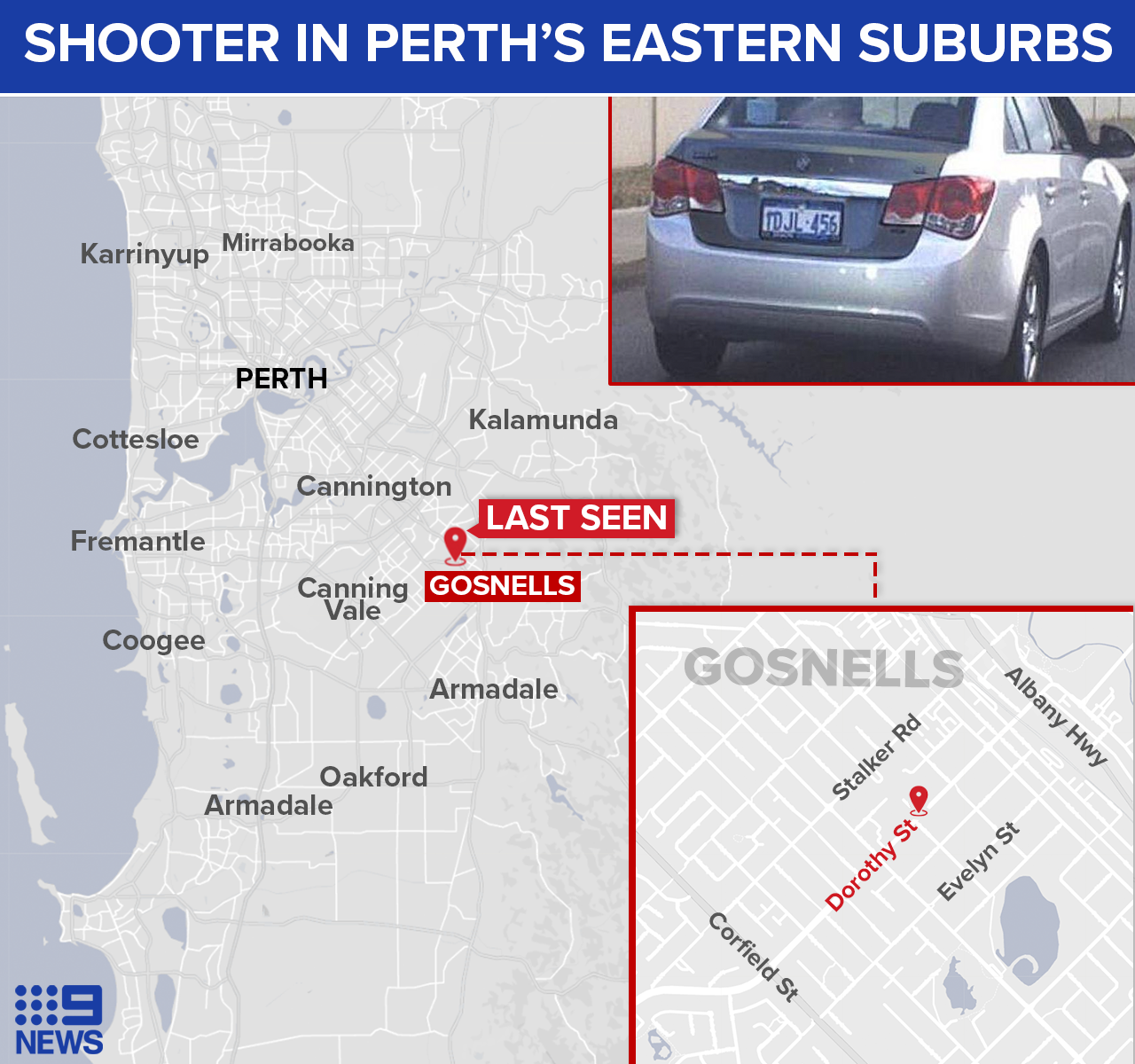 The car was last seen in Gosnells.