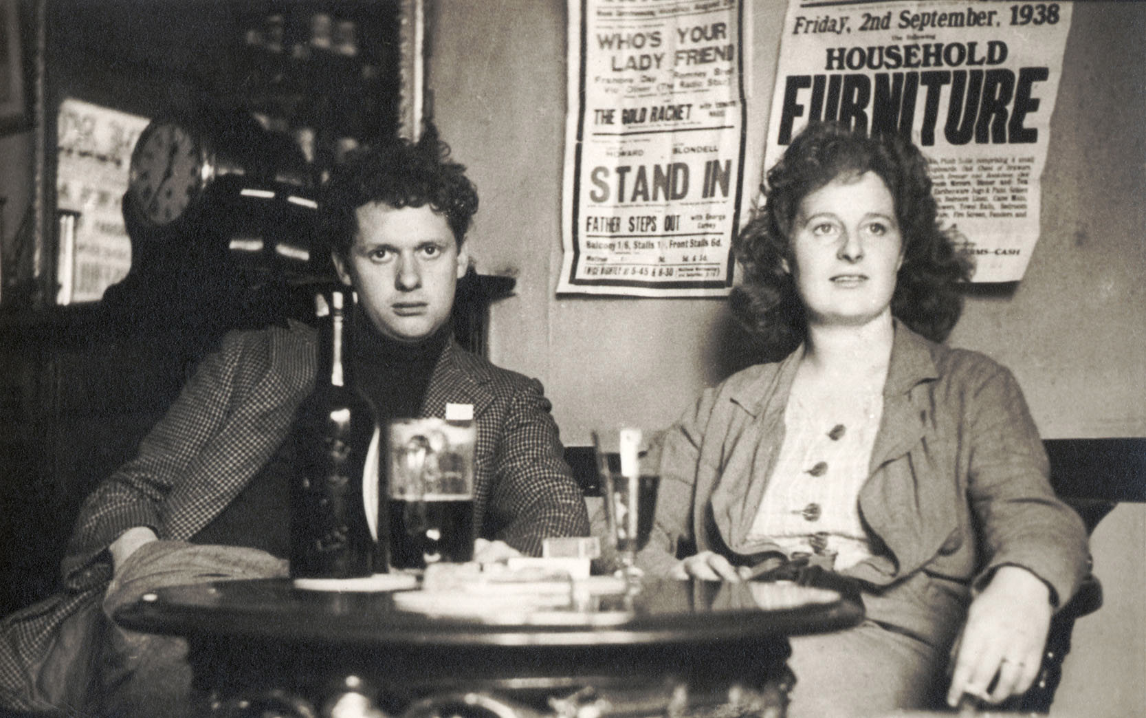 Dylan Thomas - portrait of Welsh poet with wife Caitlin Thomas. 1914-1953