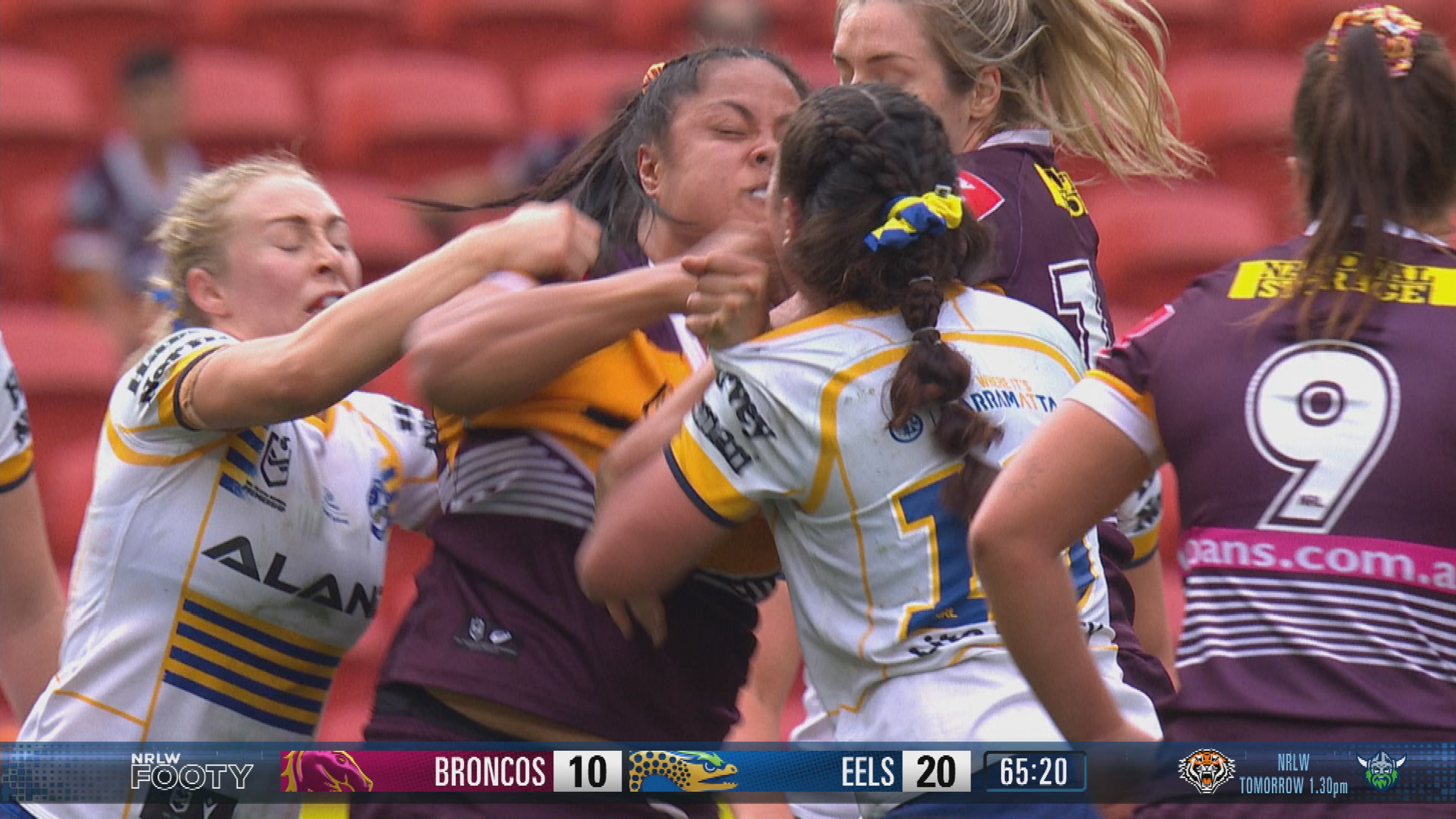 Annetta-Claudia Nu'uausala lays punch on Kennedy Cherrington.