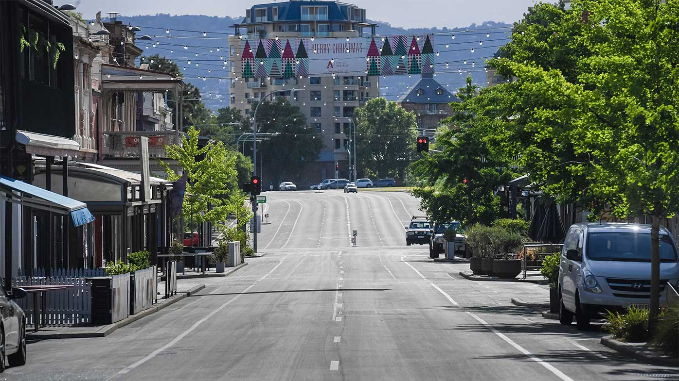 An empty Rundle Mall during the first lockdown.