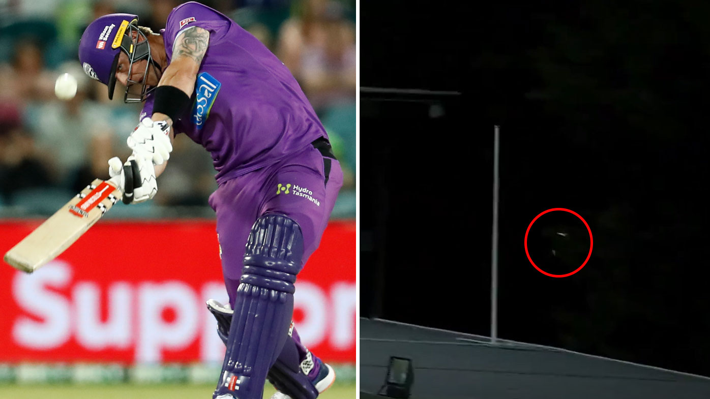 McDermott goes large in Canberra, smashing the ball out of Manuka Oval. (Getty)