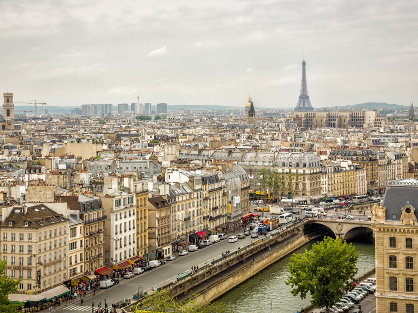 Paris and Eiffel tower view from Notre Dame.