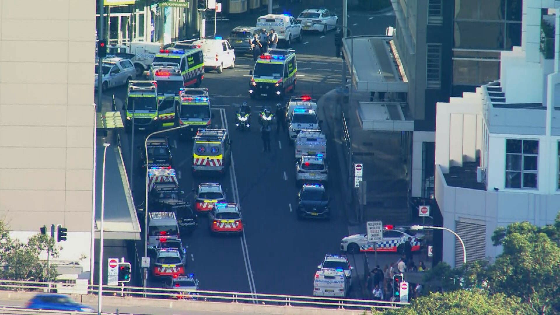There is a heavy emergency services presence at the centre. 