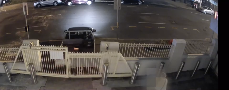 The ute reversed before ramming into the gates of the Brisbane Synagogue, with the incident being captured on CCTV.