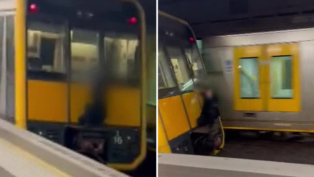 A﻿ teenager has diced with death by train surfing on a carriage at a station in Sydney's north.