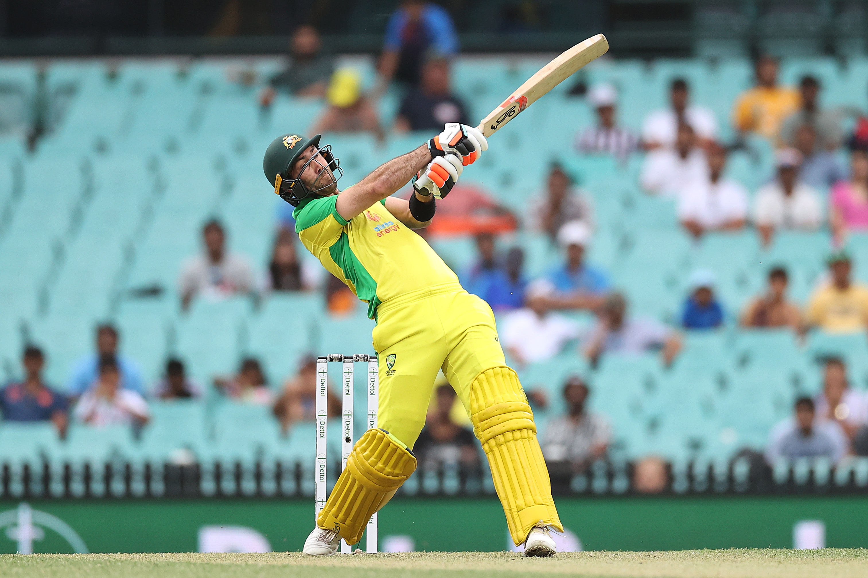 Glenn Maxwell of Australia bats during game two.