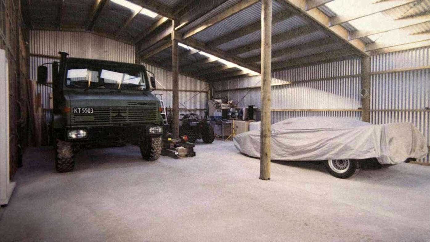 The Unimog inside the property.