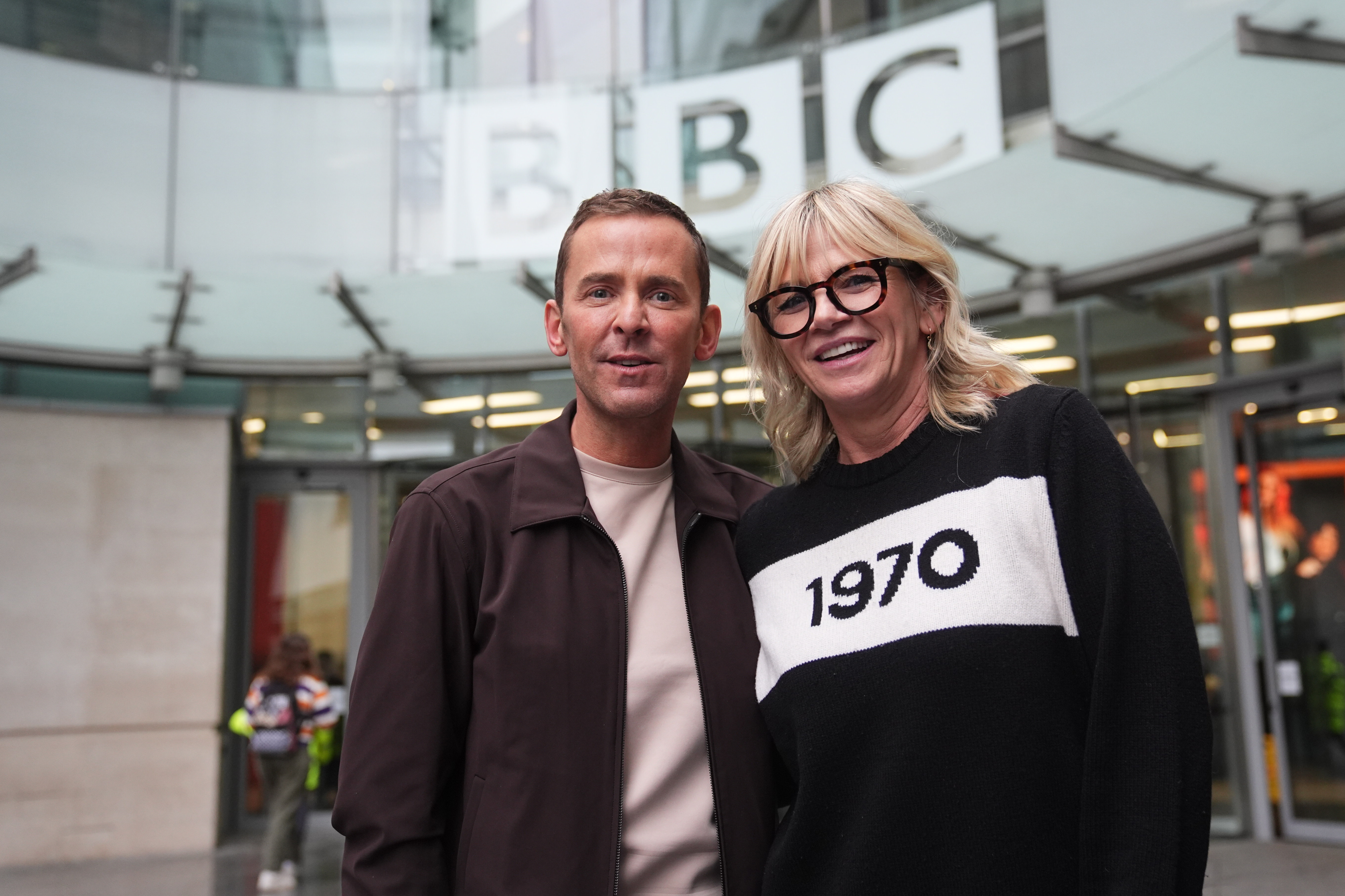 BBC Radio 2 presenter Scott Mills took over from Zoe Ball when she left the station. They are pictured in November 2024.