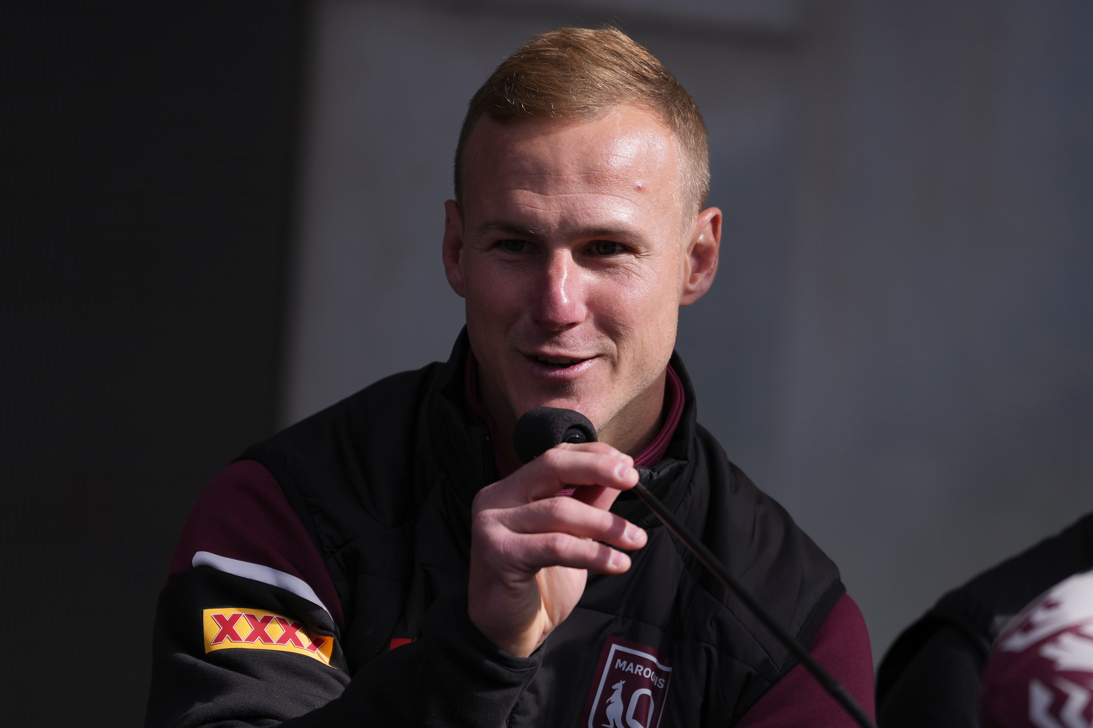 Daly Cherry-Evans speaks during a State of Origin media opportunity  at Federation Square on June 25, 2024 in Melbourne, Australia. (Photo by Daniel Pockett/Getty Images)