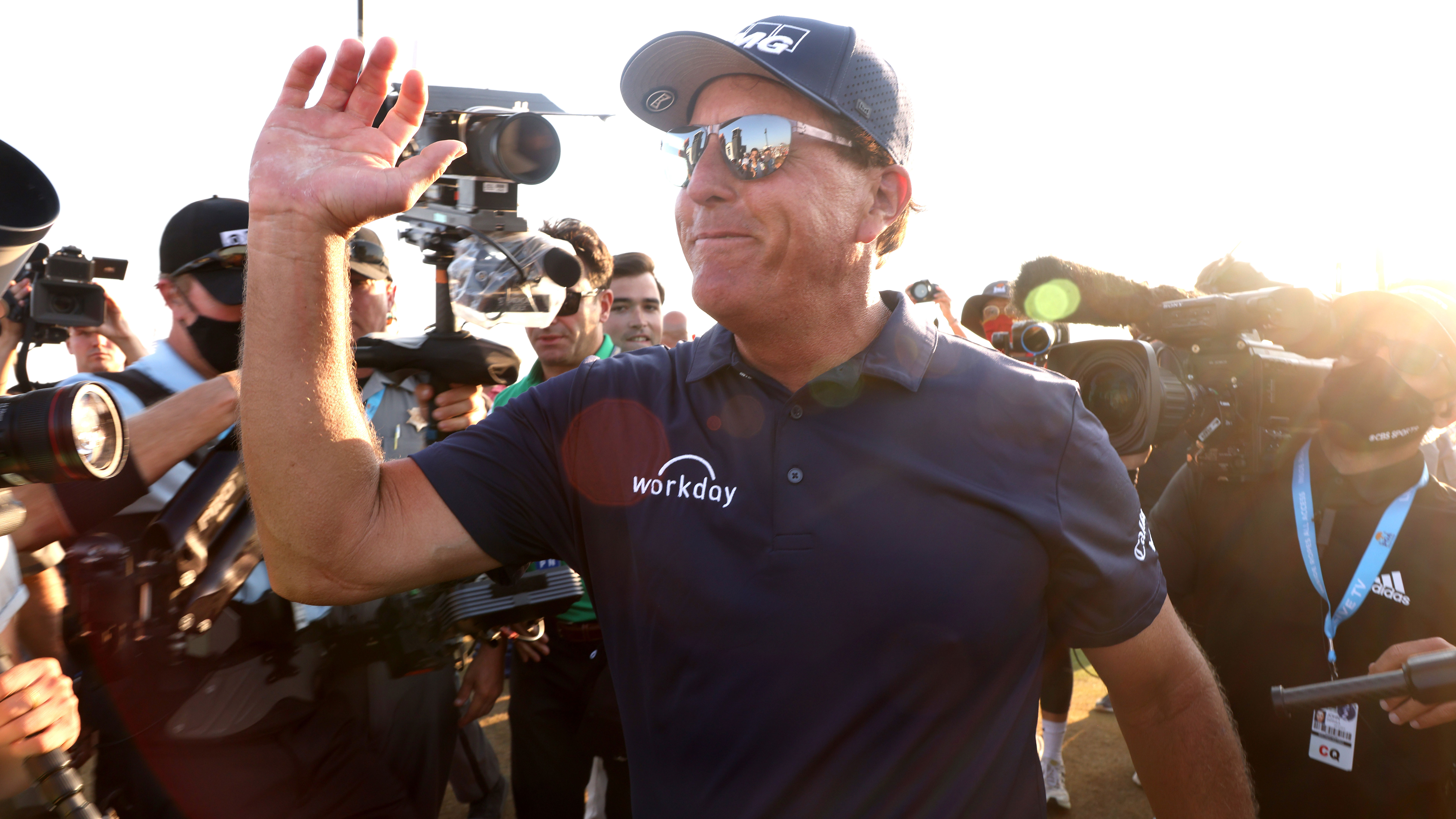 Phil Mickelson acknowledges the gallery after winning the PGA Championship.