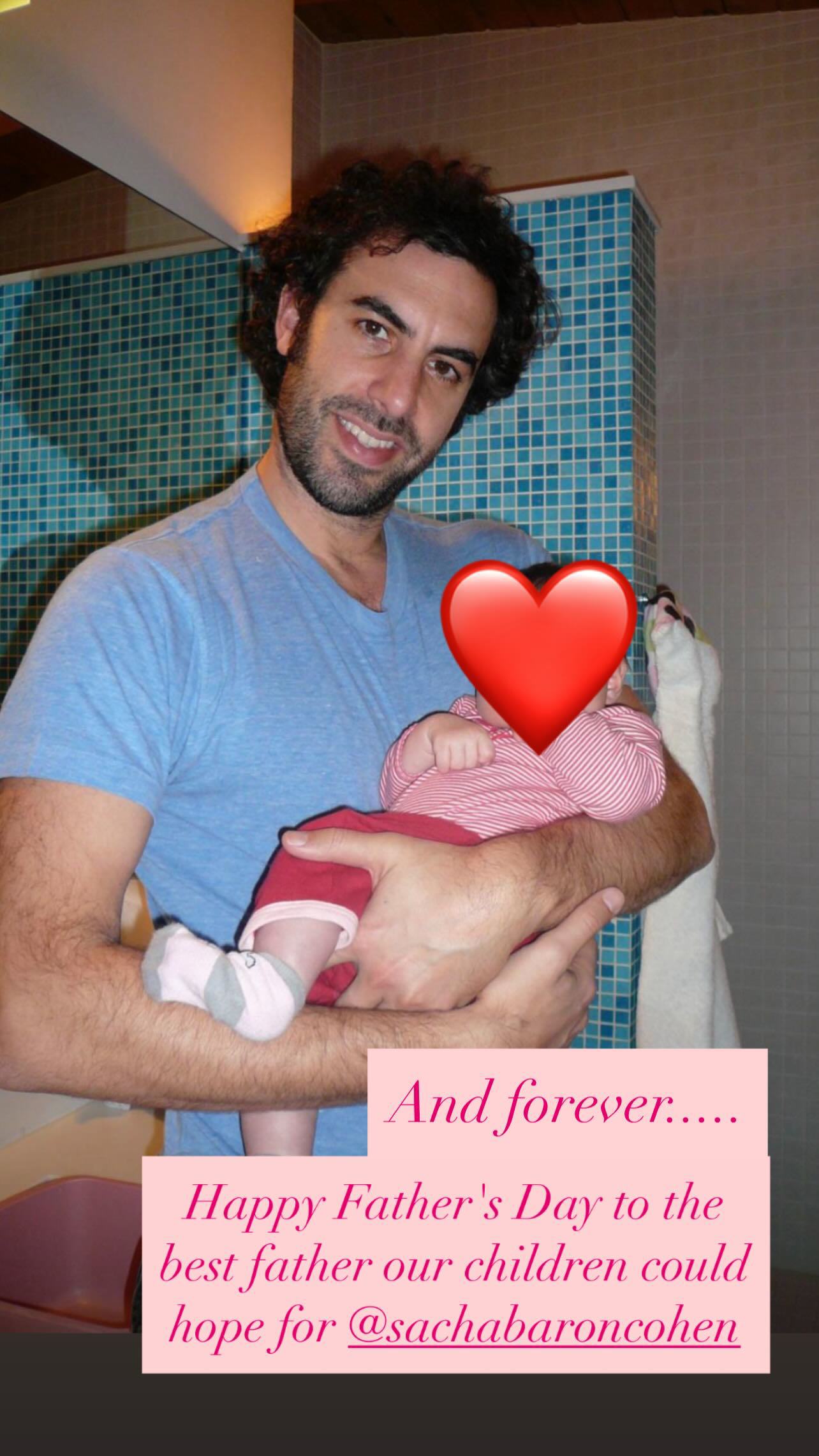 Isla Fisher Father's Day post for Sacha Baron Cohen