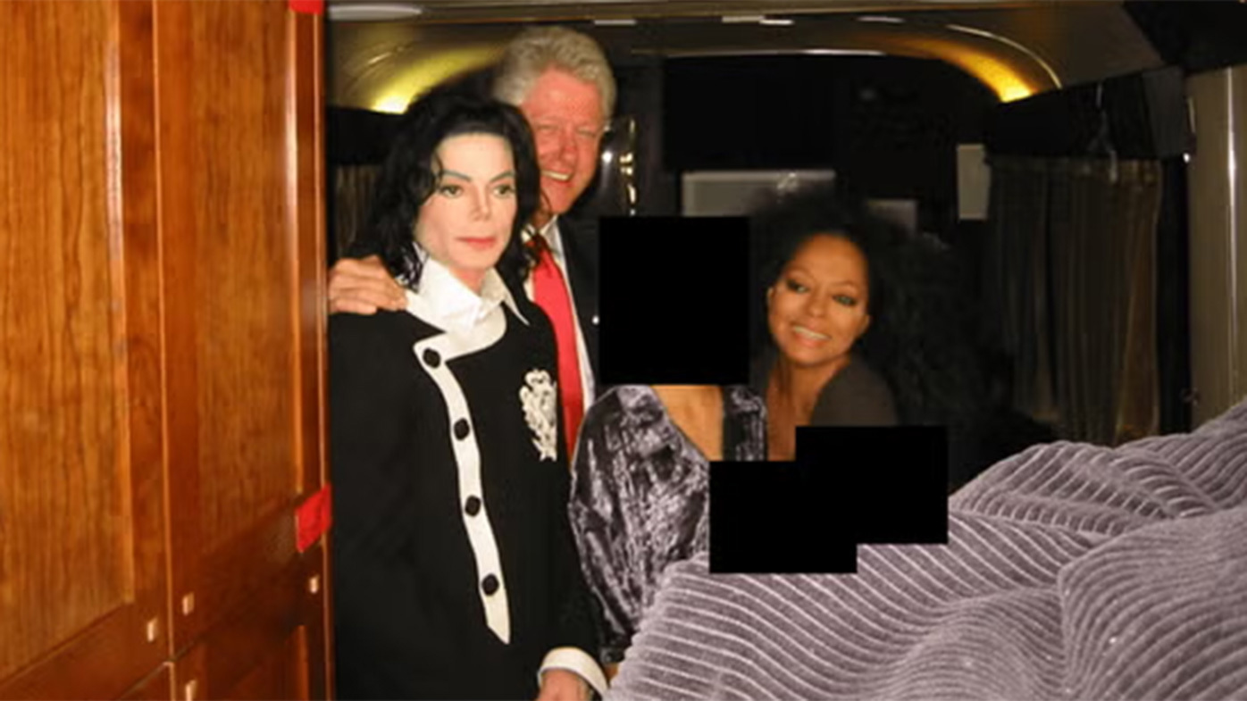 Michael Jackson, Bill Clinton and Diana Ross in a photo included in the Epstein files.