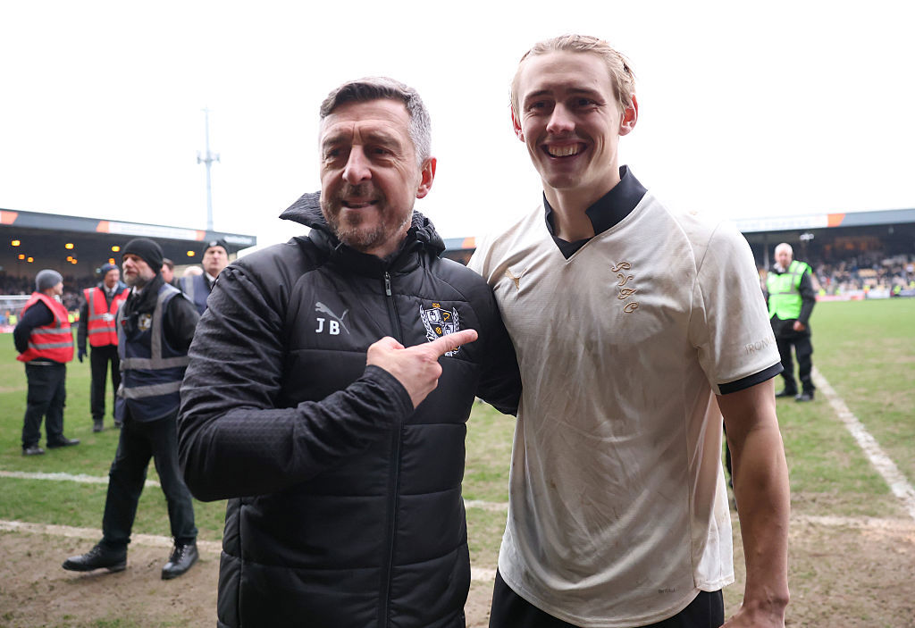 Jon Brady and Ben Waine of Port Vale after beating Sunderland.