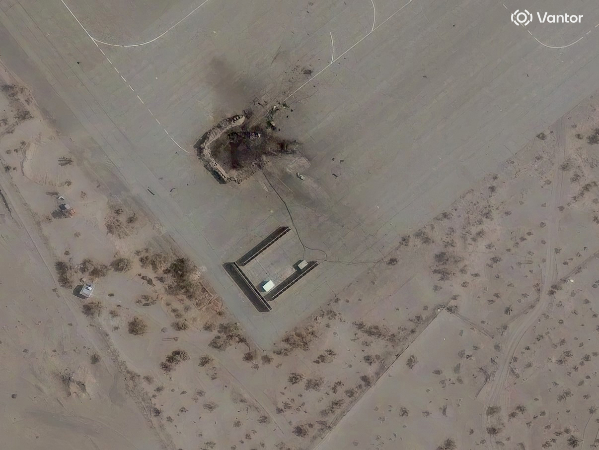 In this satellite image provided by Vantor, a destroyed radar system is seen at the Zahedan Airbase, Iran, Sunday, March 1, 2026. 